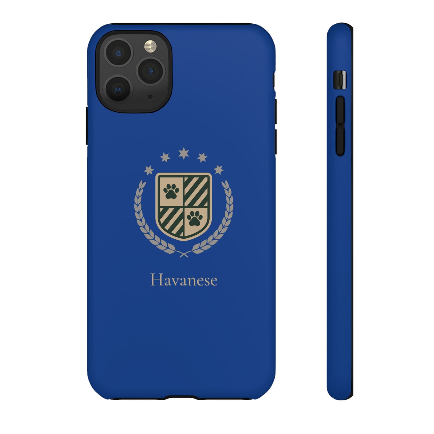 Havanese Crest Tough Phone Case — Durable Blue Protective Cover with Paw Print Shield