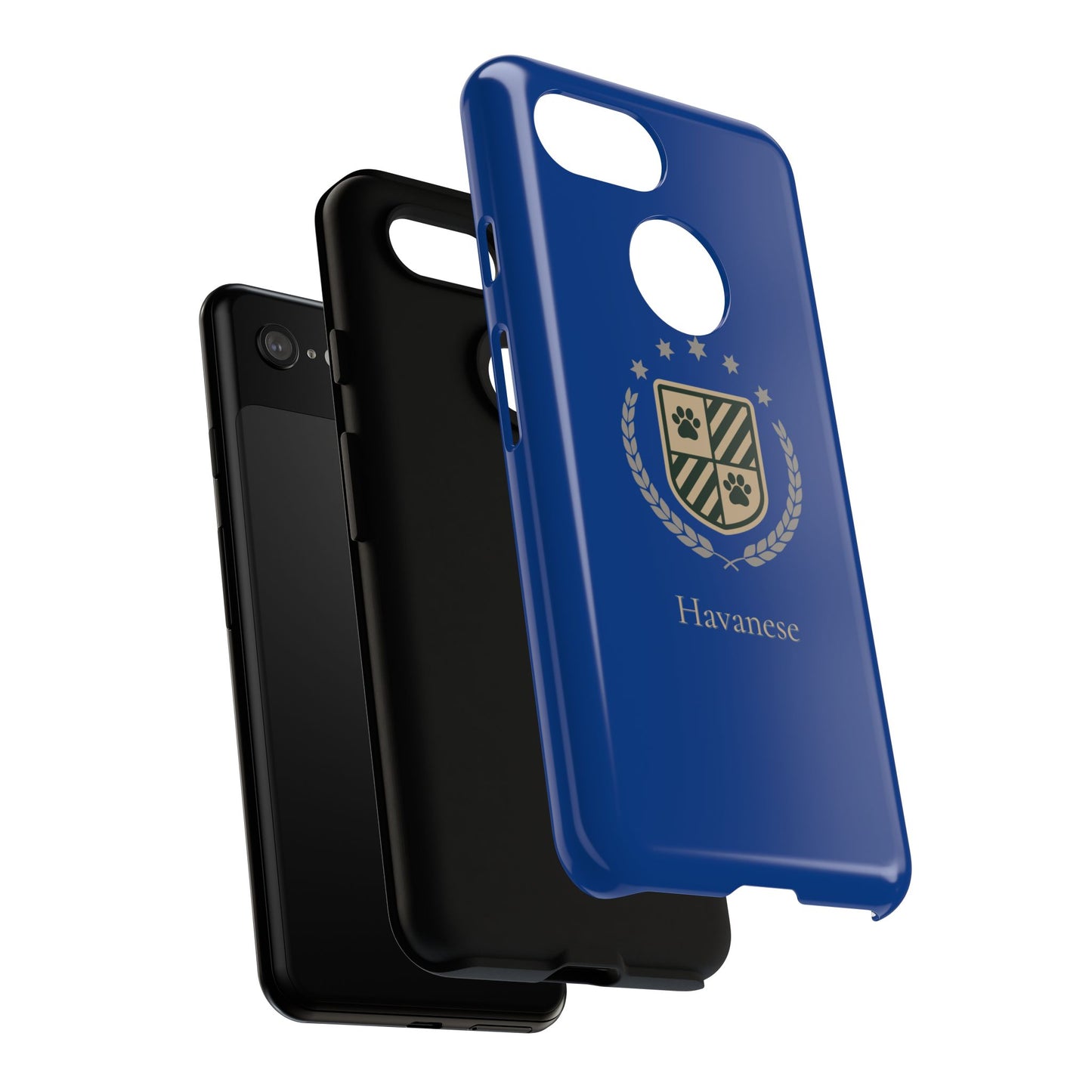 Havanese Crest Tough Phone Case — Durable Blue Protective Cover with Paw Print Shield