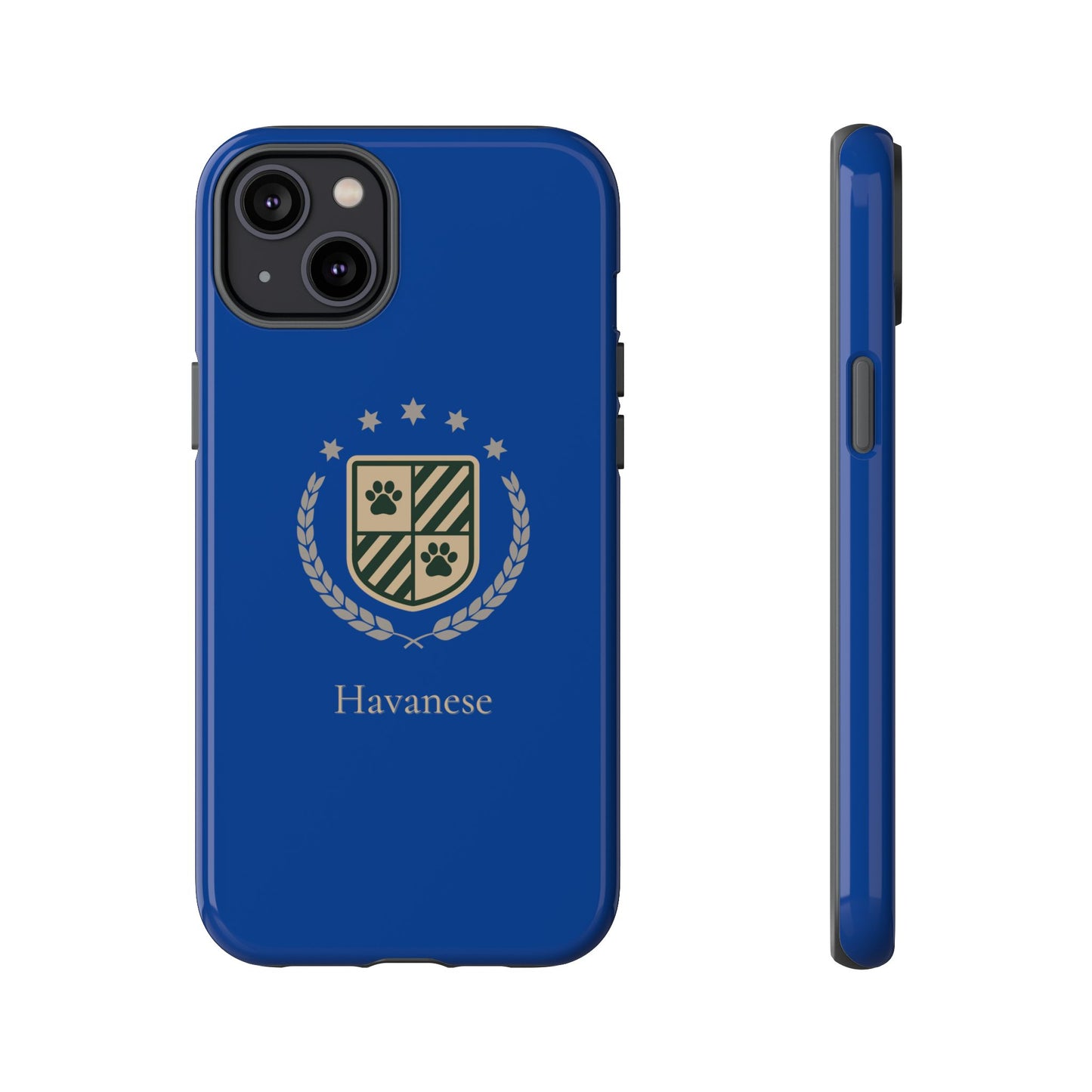Havanese Crest Tough Phone Case — Durable Blue Protective Cover with Paw Print Shield