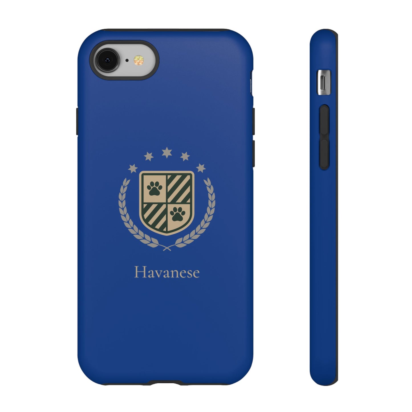 Havanese Crest Tough Phone Case — Durable Blue Protective Cover with Paw Print Shield