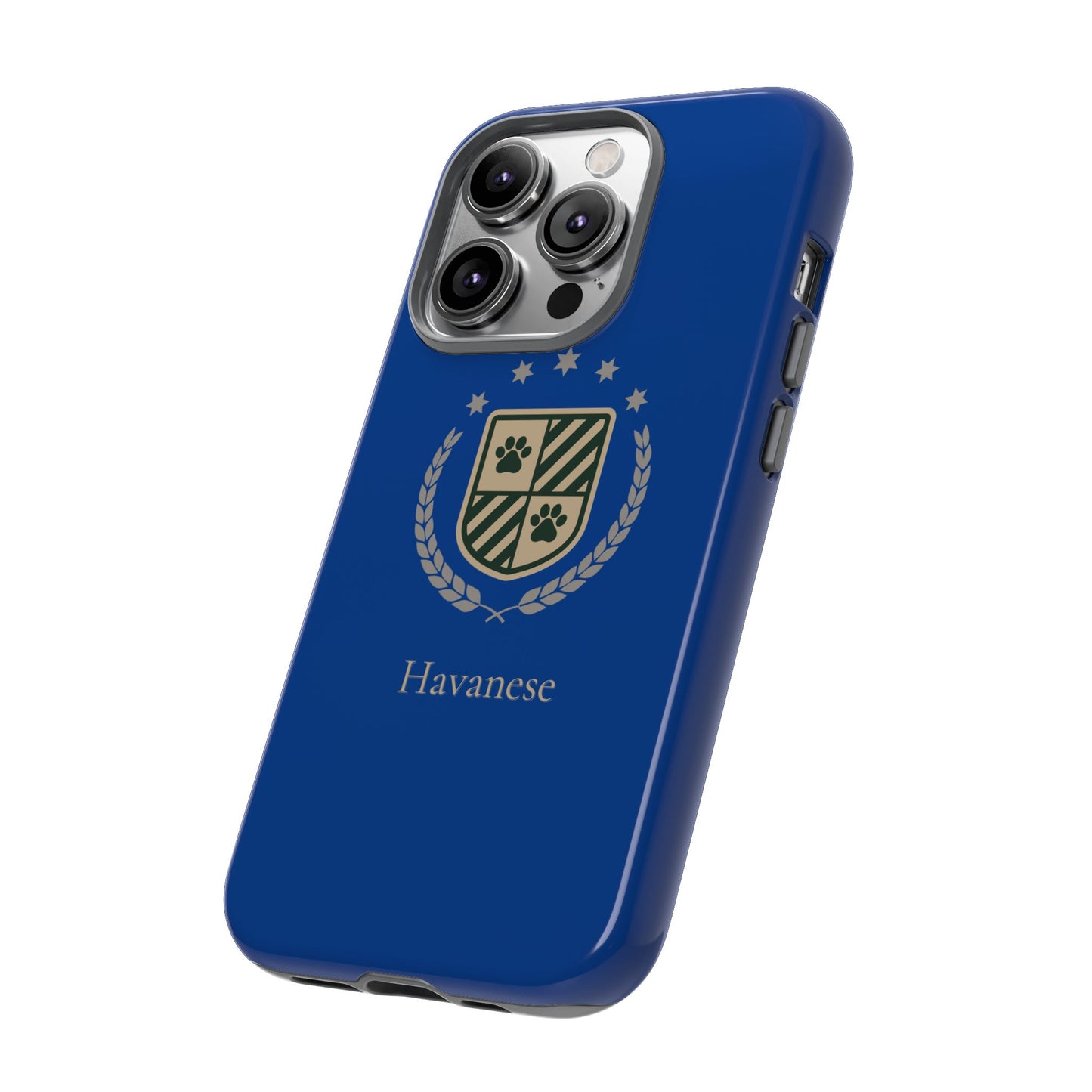 Havanese Crest Tough Phone Case — Durable Blue Protective Cover with Paw Print Shield