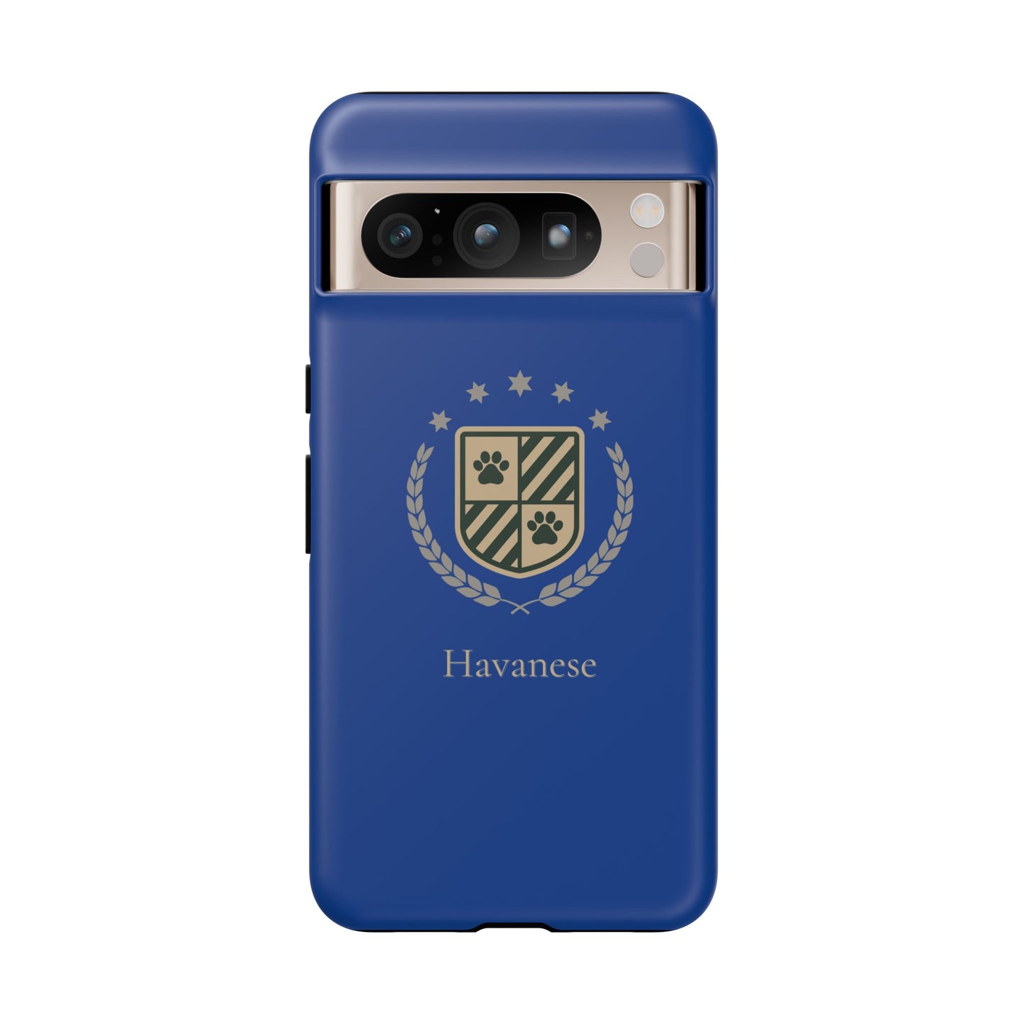 Havanese Crest Tough Phone Case — Durable Blue Protective Cover with Paw Print Shield