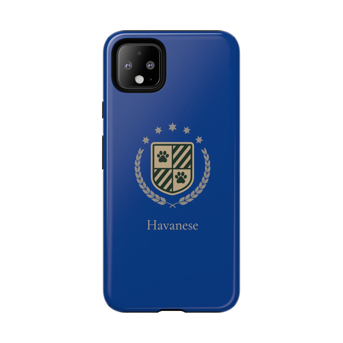 Havanese Crest Tough Phone Case — Durable Blue Protective Cover with Paw Print Shield