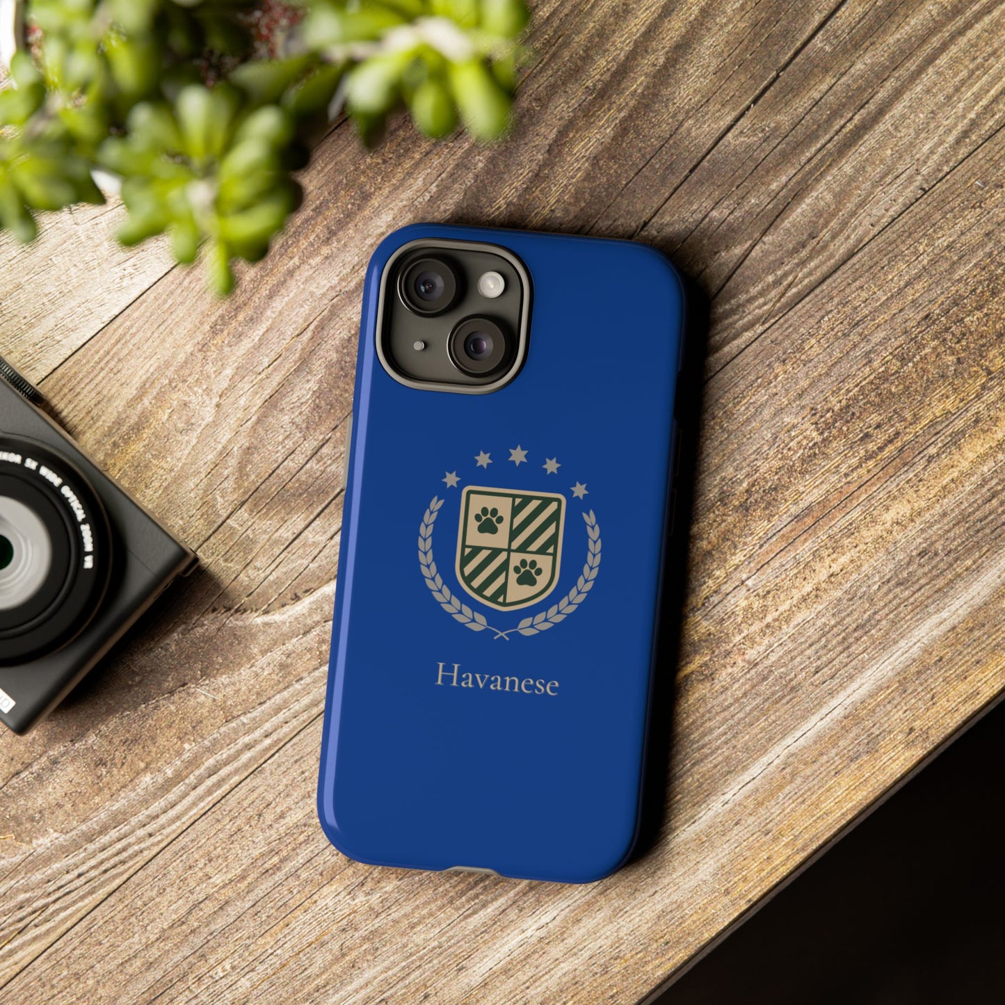 Havanese Crest Tough Phone Case — Durable Blue Protective Cover with Paw Print Shield