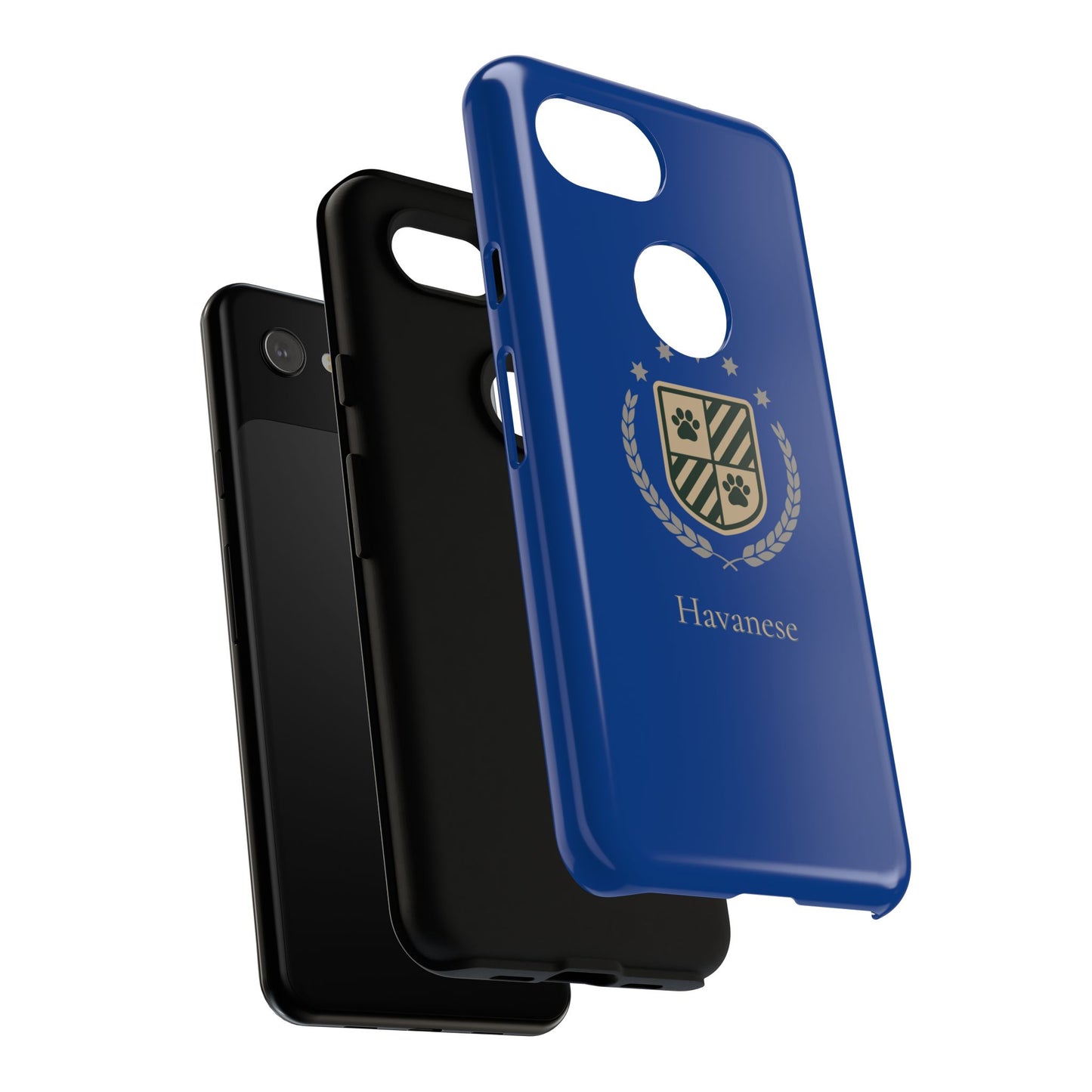 Havanese Crest Tough Phone Case — Durable Blue Protective Cover with Paw Print Shield