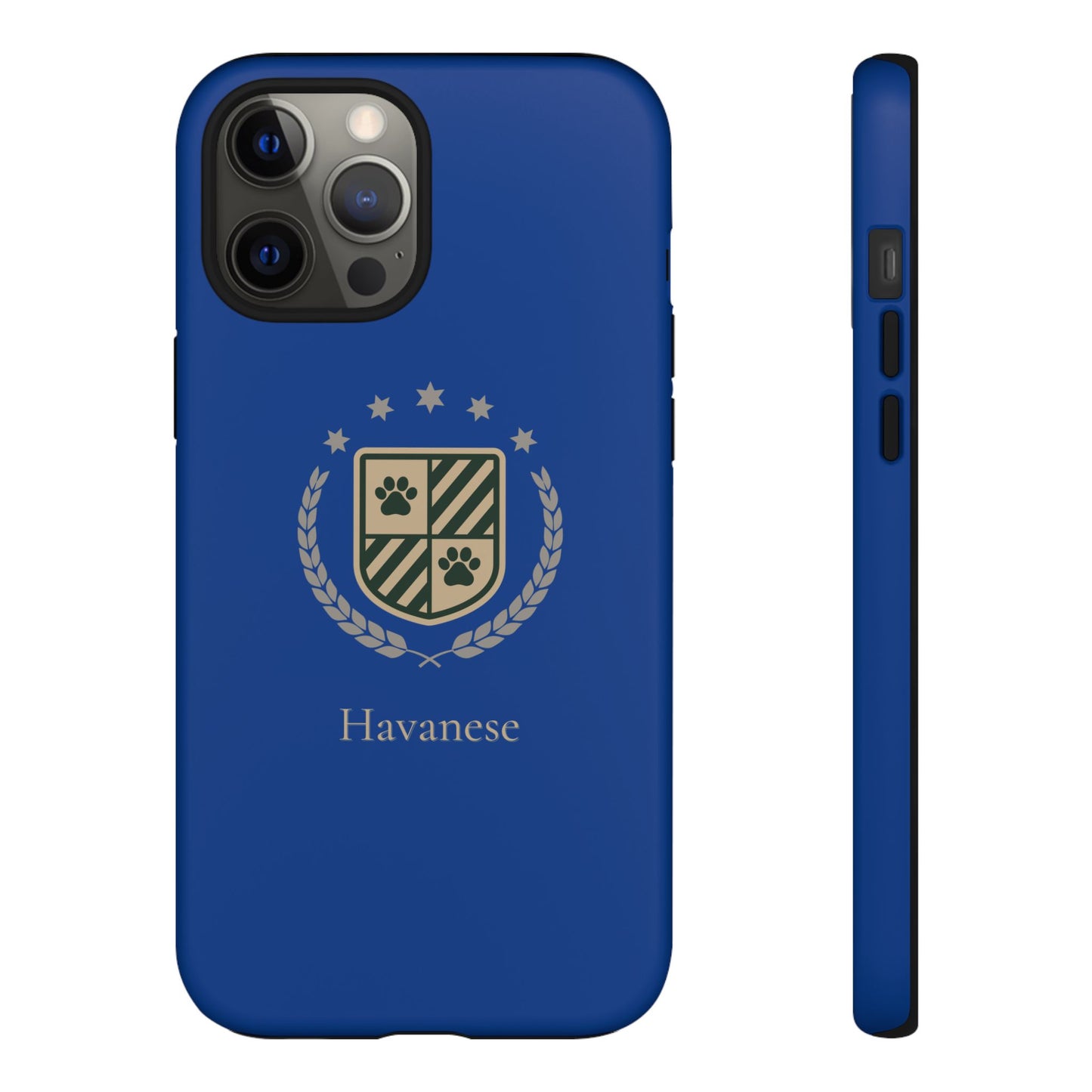 Havanese Crest Tough Phone Case — Durable Blue Protective Cover with Paw Print Shield