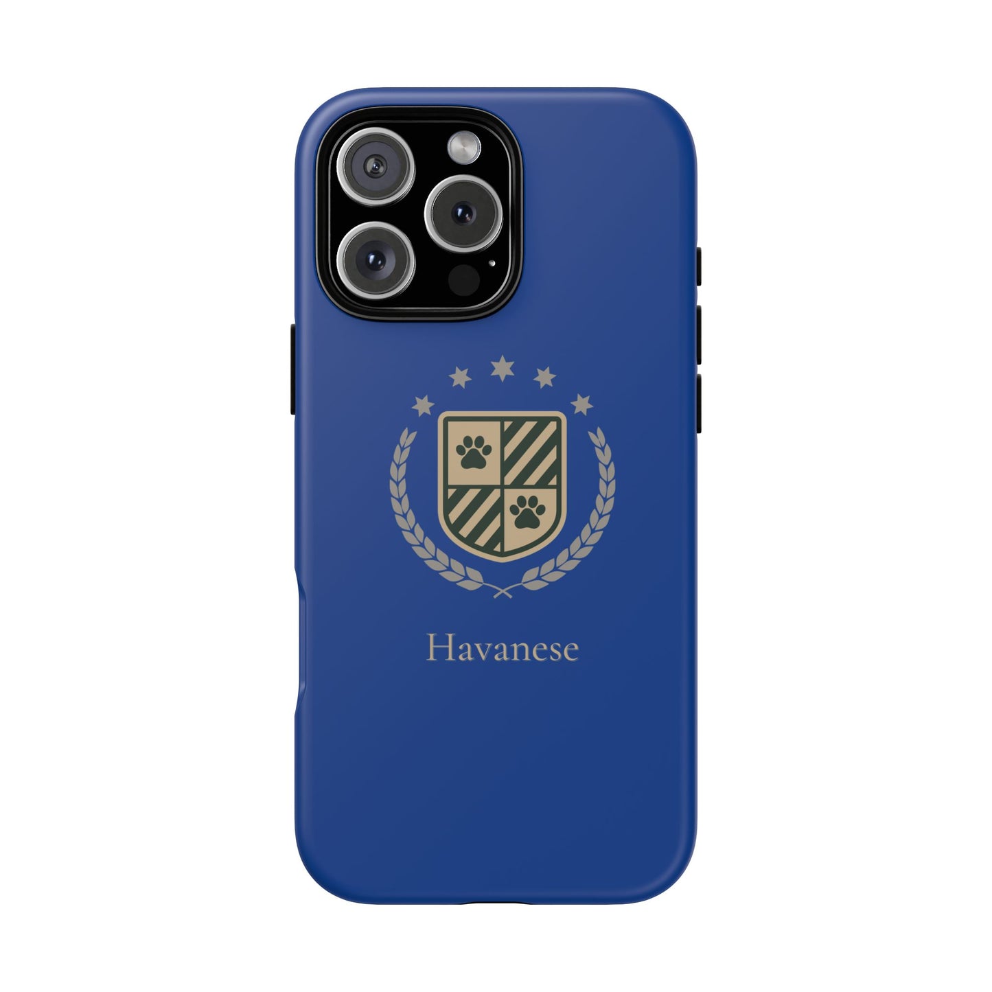 Havanese Crest Tough Phone Case — Durable Blue Protective Cover with Paw Print Shield