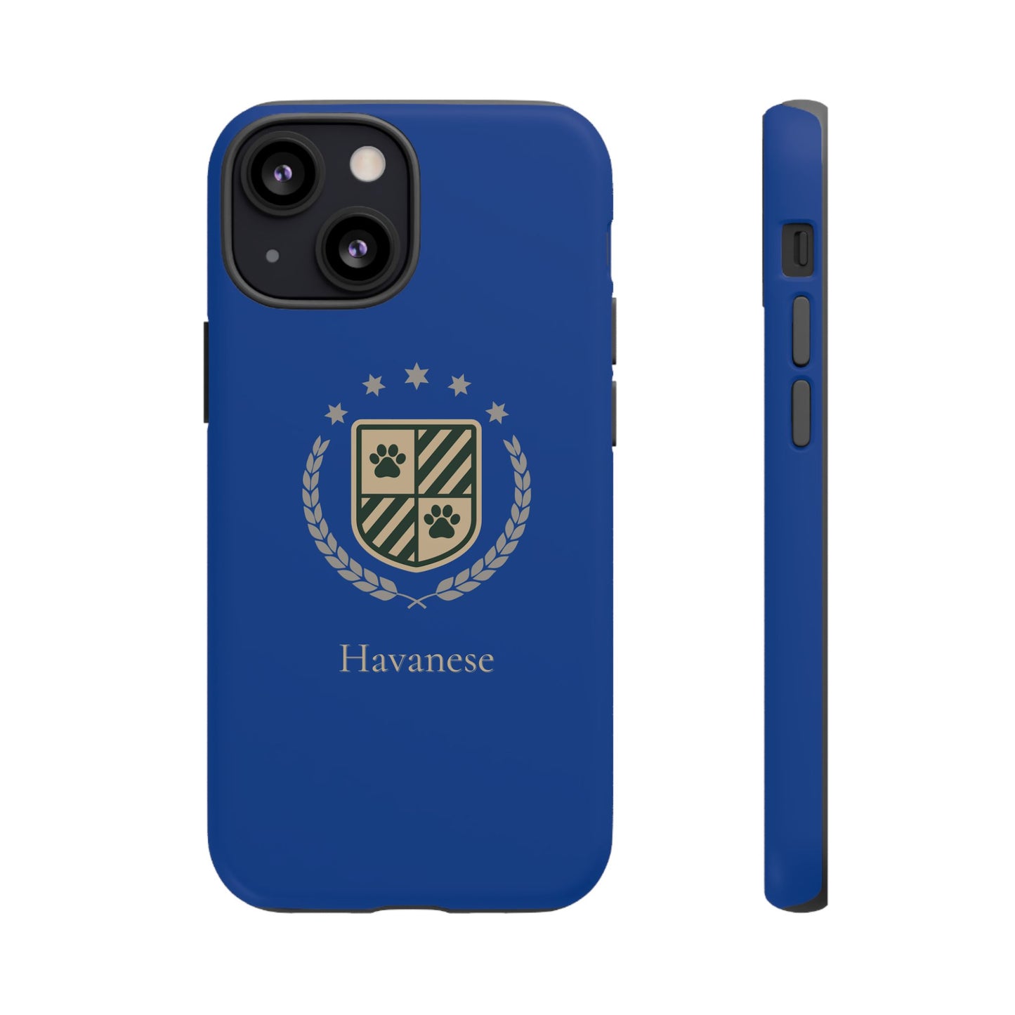 Havanese Crest Tough Phone Case — Durable Blue Protective Cover with Paw Print Shield