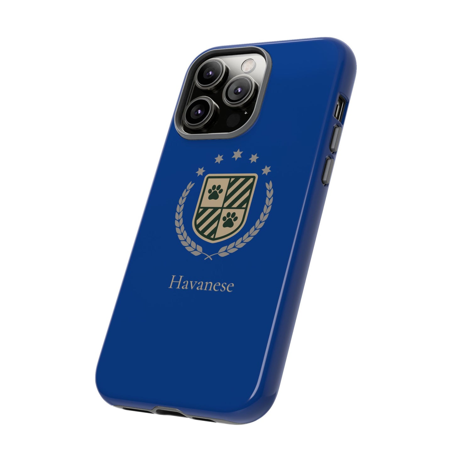 Havanese Crest Tough Phone Case — Durable Blue Protective Cover with Paw Print Shield