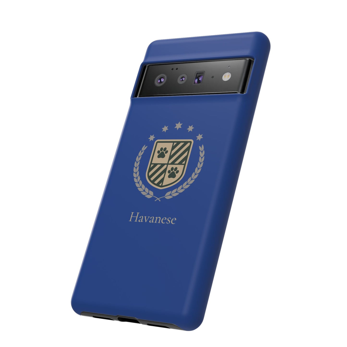 Havanese Crest Tough Phone Case — Durable Blue Protective Cover with Paw Print Shield
