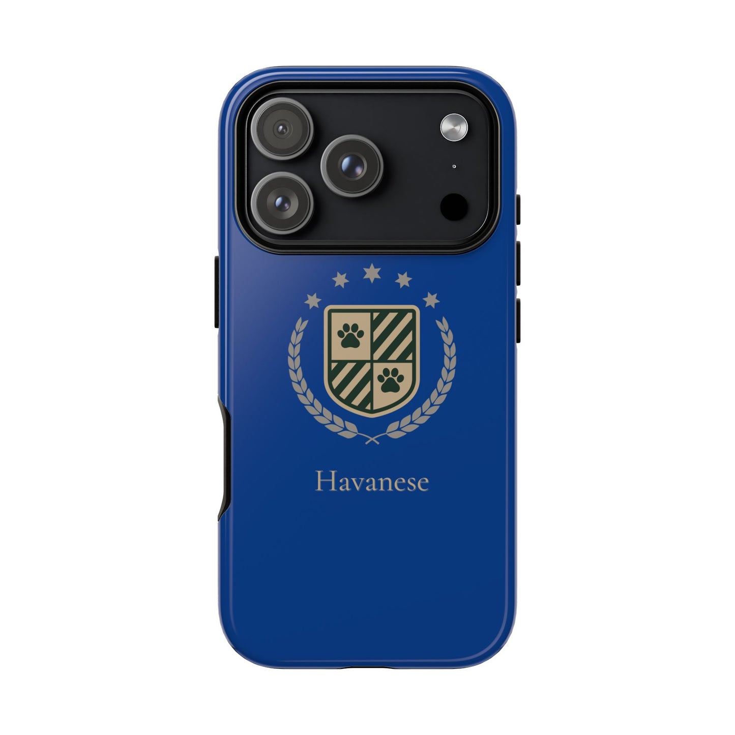 Havanese Crest Tough Phone Case — Durable Blue Protective Cover with Paw Print Shield