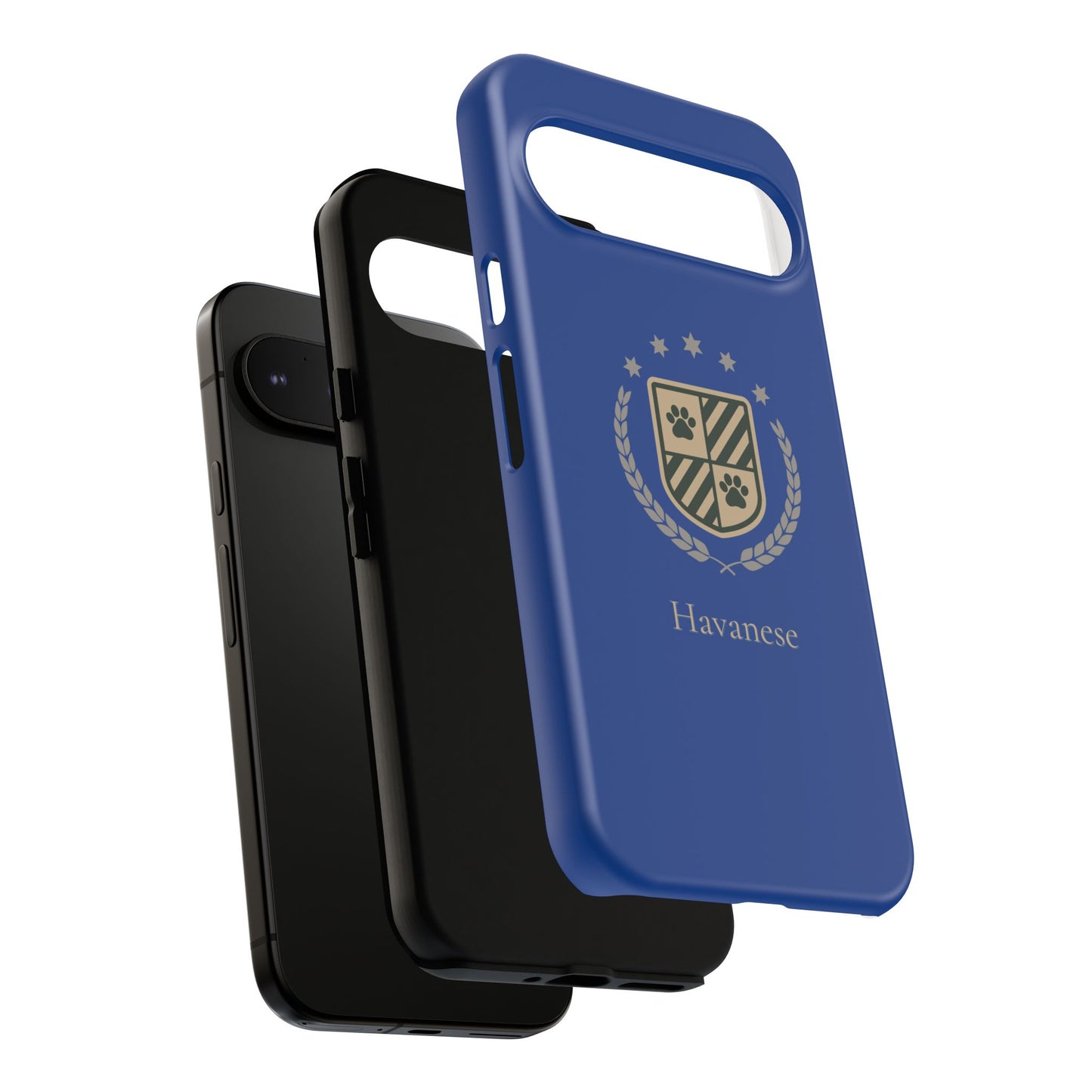 Havanese Crest Tough Phone Case — Durable Blue Protective Cover with Paw Print Shield