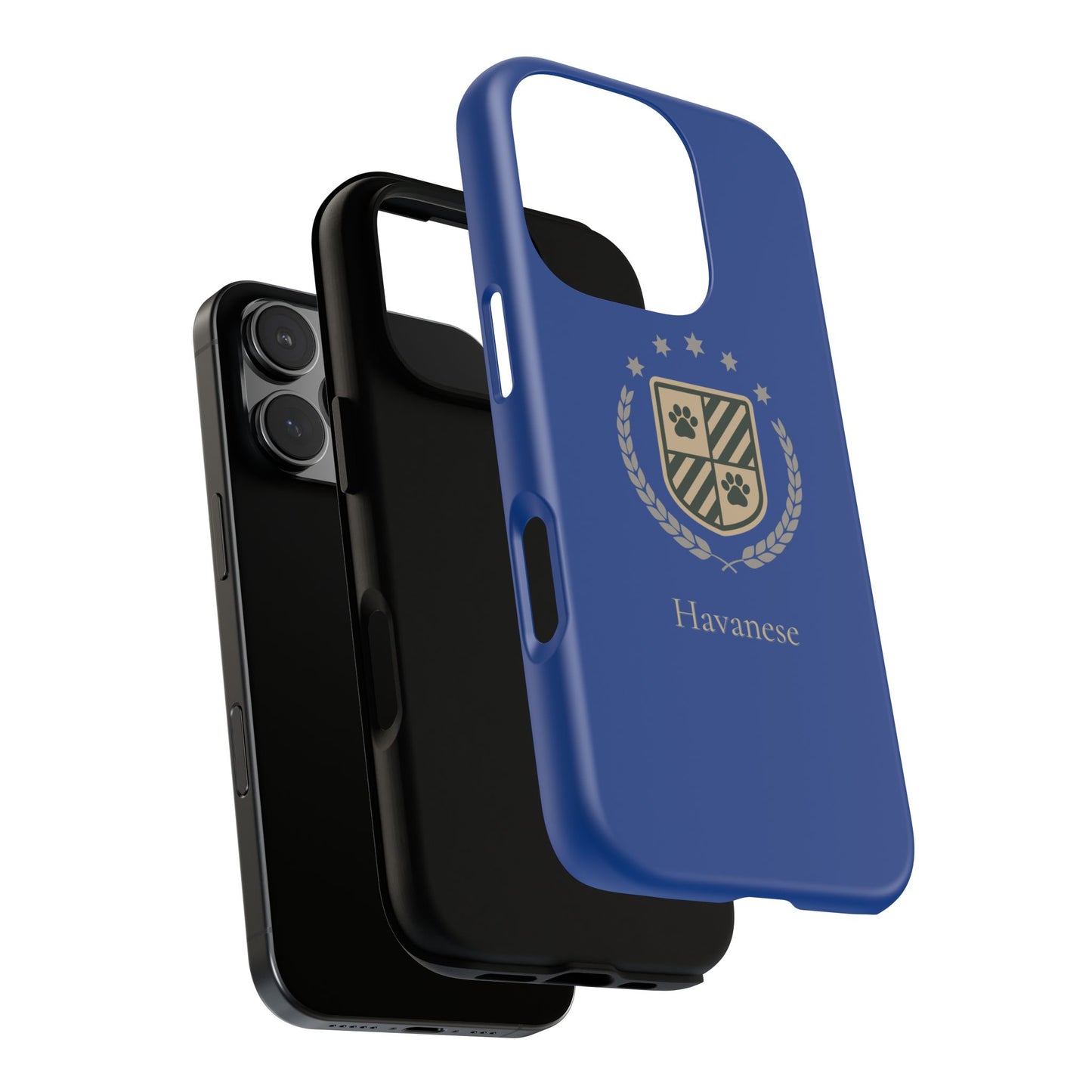Havanese Crest Tough Phone Case — Durable Blue Protective Cover with Paw Print Shield