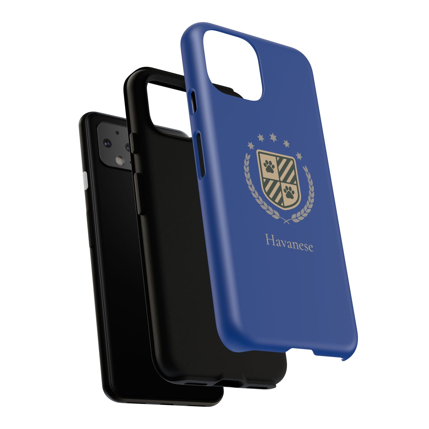 Havanese Crest Tough Phone Case — Durable Blue Protective Cover with Paw Print Shield