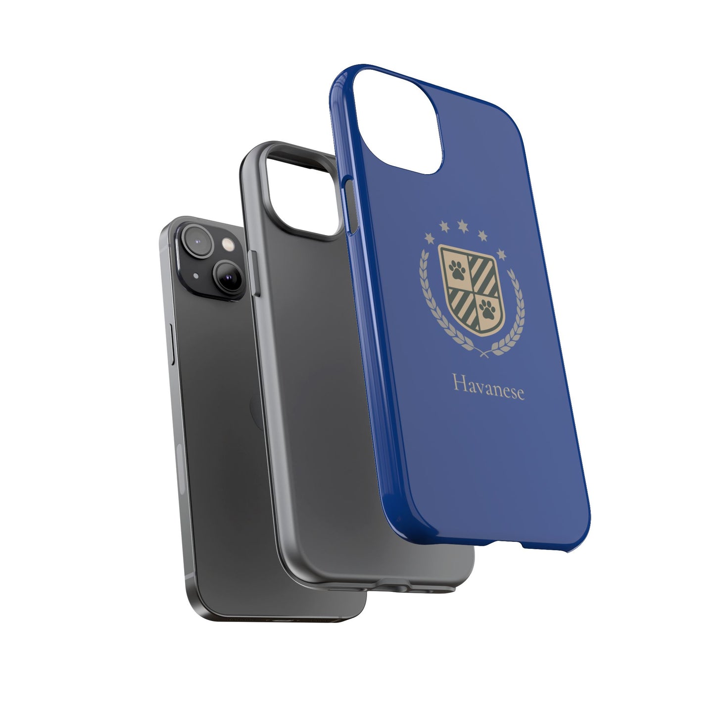 Havanese Crest Tough Phone Case — Durable Blue Protective Cover with Paw Print Shield