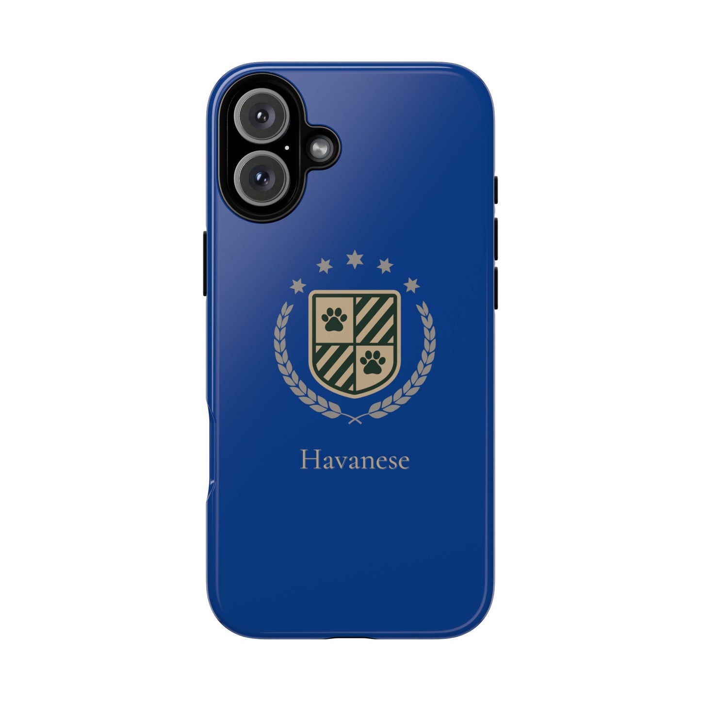Havanese Crest Tough Phone Case — Durable Blue Protective Cover with Paw Print Shield