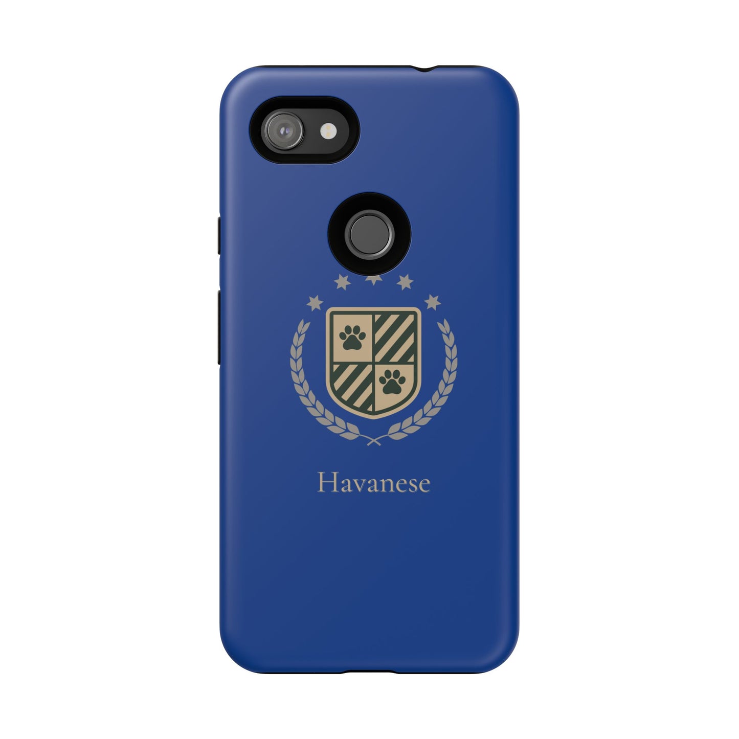 Havanese Crest Tough Phone Case — Durable Blue Protective Cover with Paw Print Shield