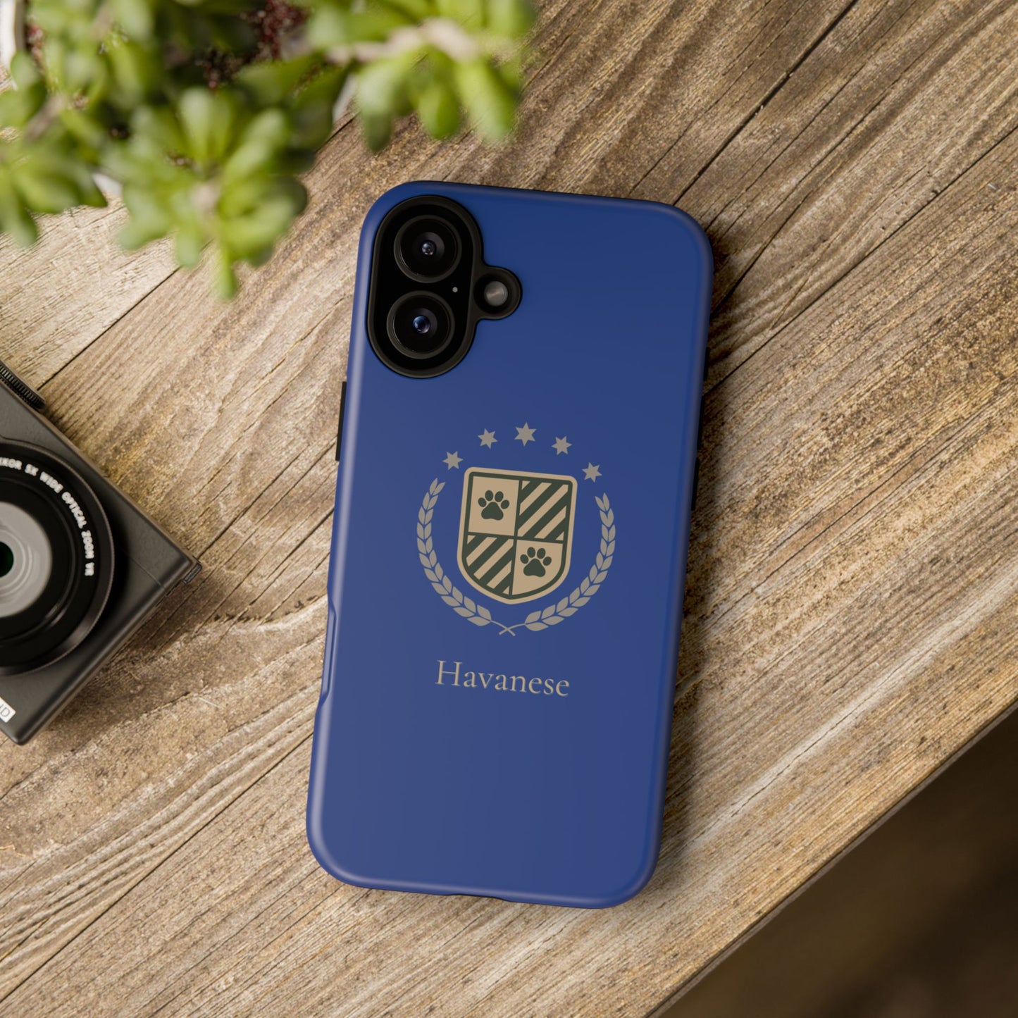 Havanese Crest Tough Phone Case — Durable Blue Protective Cover with Paw Print Shield