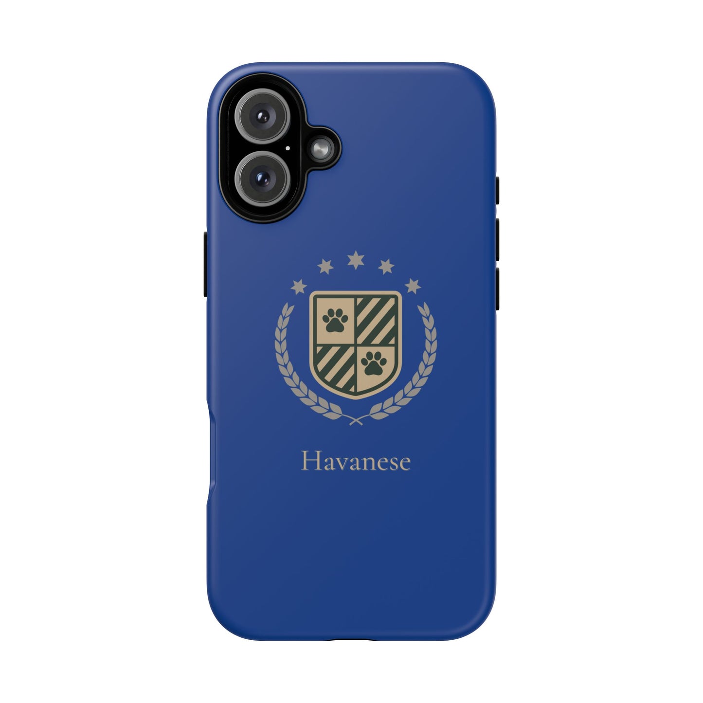 Havanese Crest Tough Phone Case — Durable Blue Protective Cover with Paw Print Shield