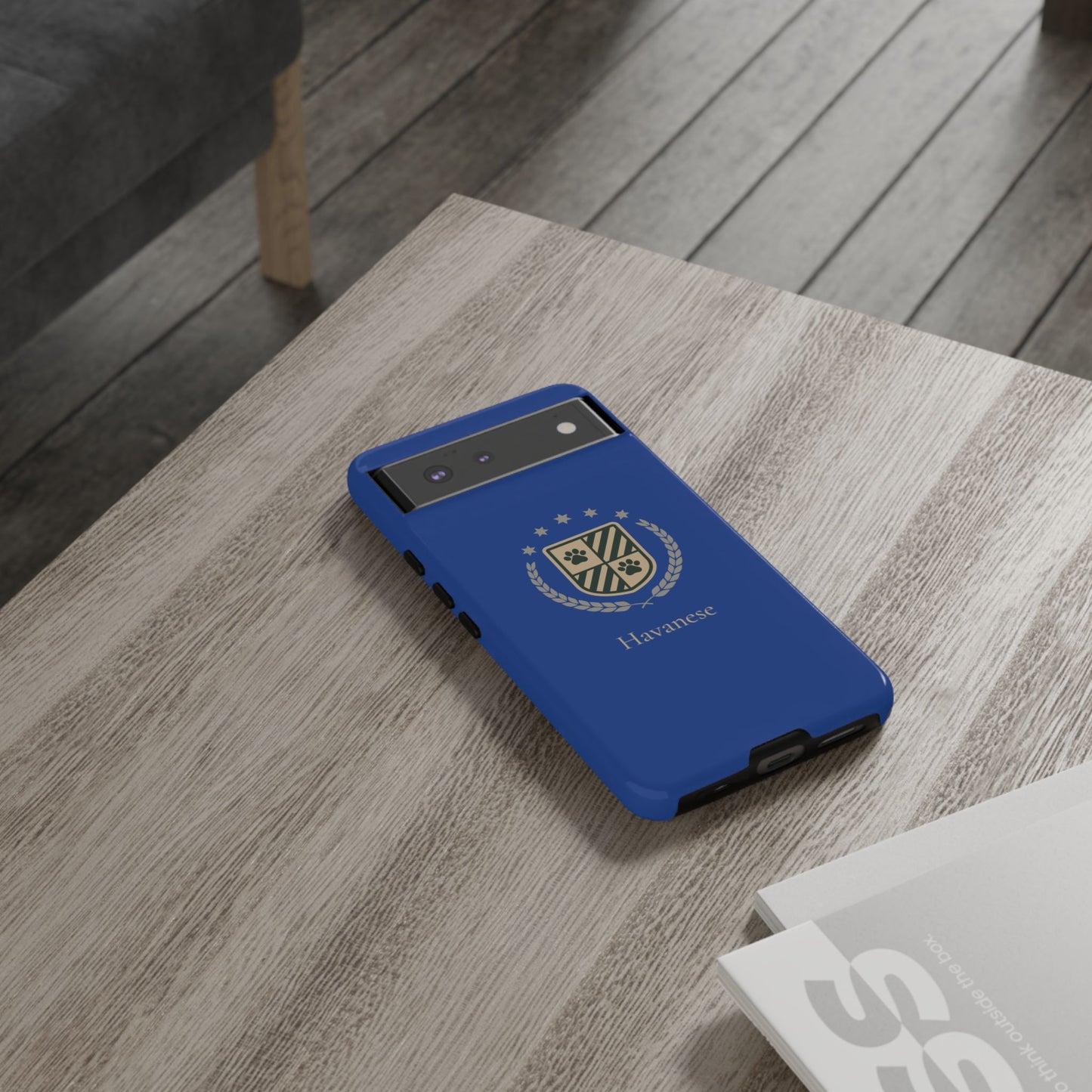 Havanese Crest Tough Phone Case — Durable Blue Protective Cover with Paw Print Shield