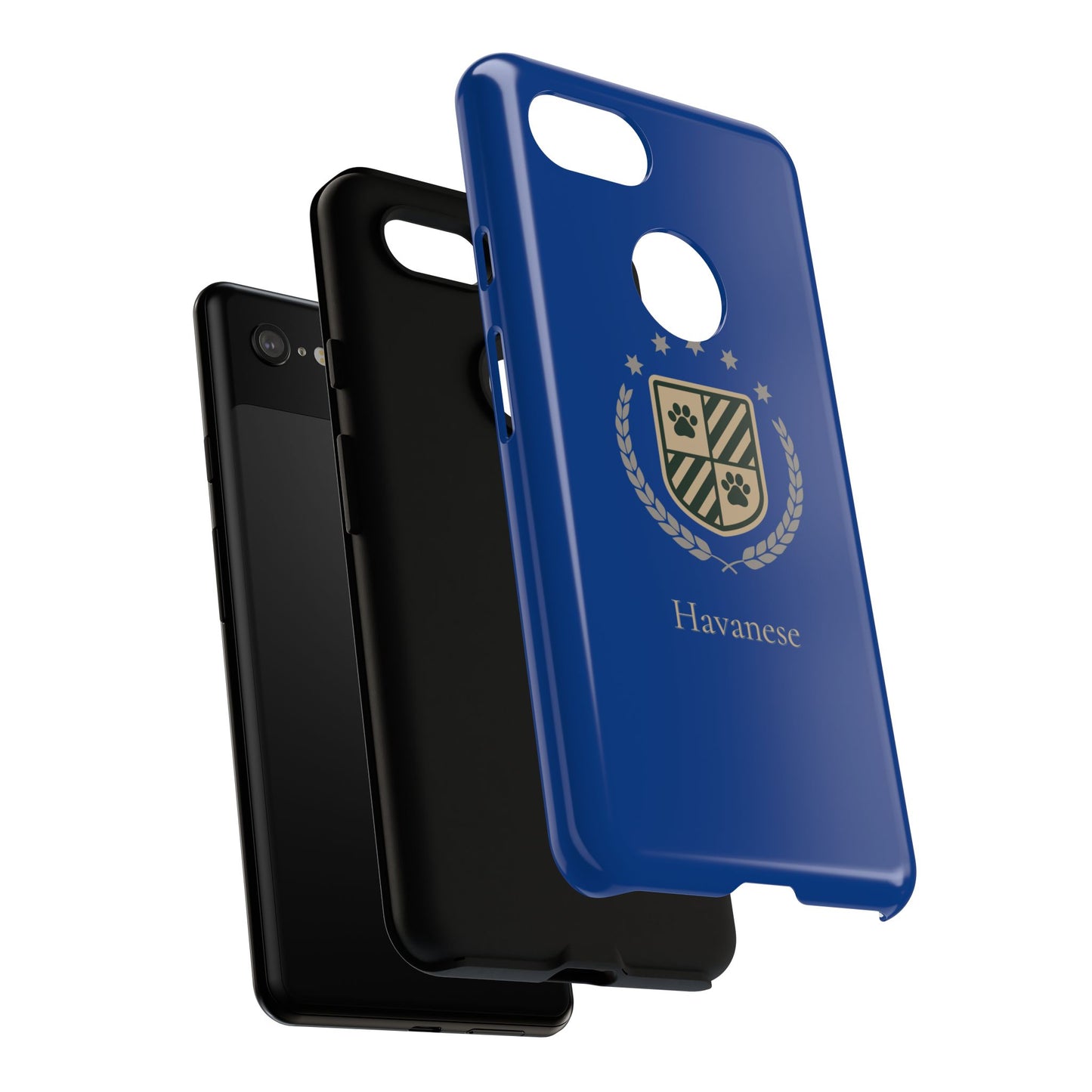 Havanese Crest Tough Phone Case — Durable Blue Protective Cover with Paw Print Shield