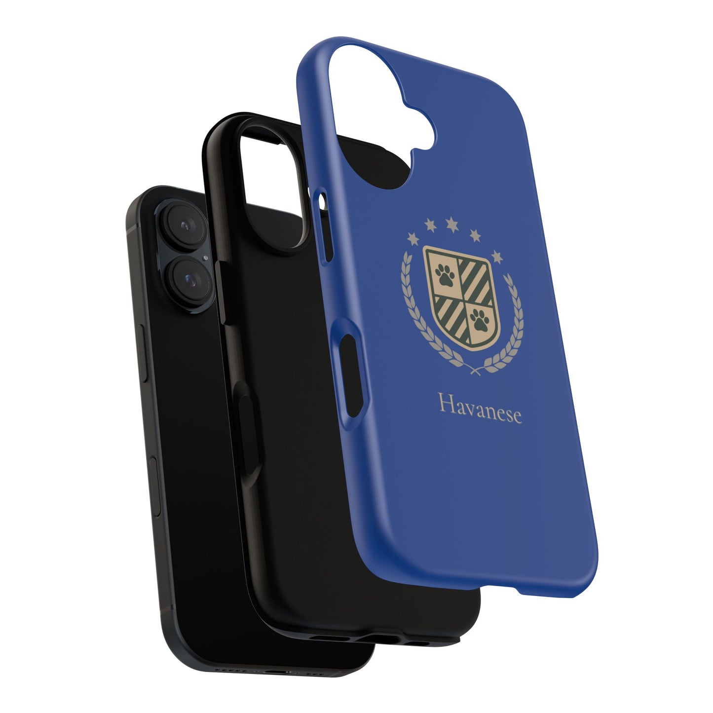 Havanese Crest Tough Phone Case — Durable Blue Protective Cover with Paw Print Shield