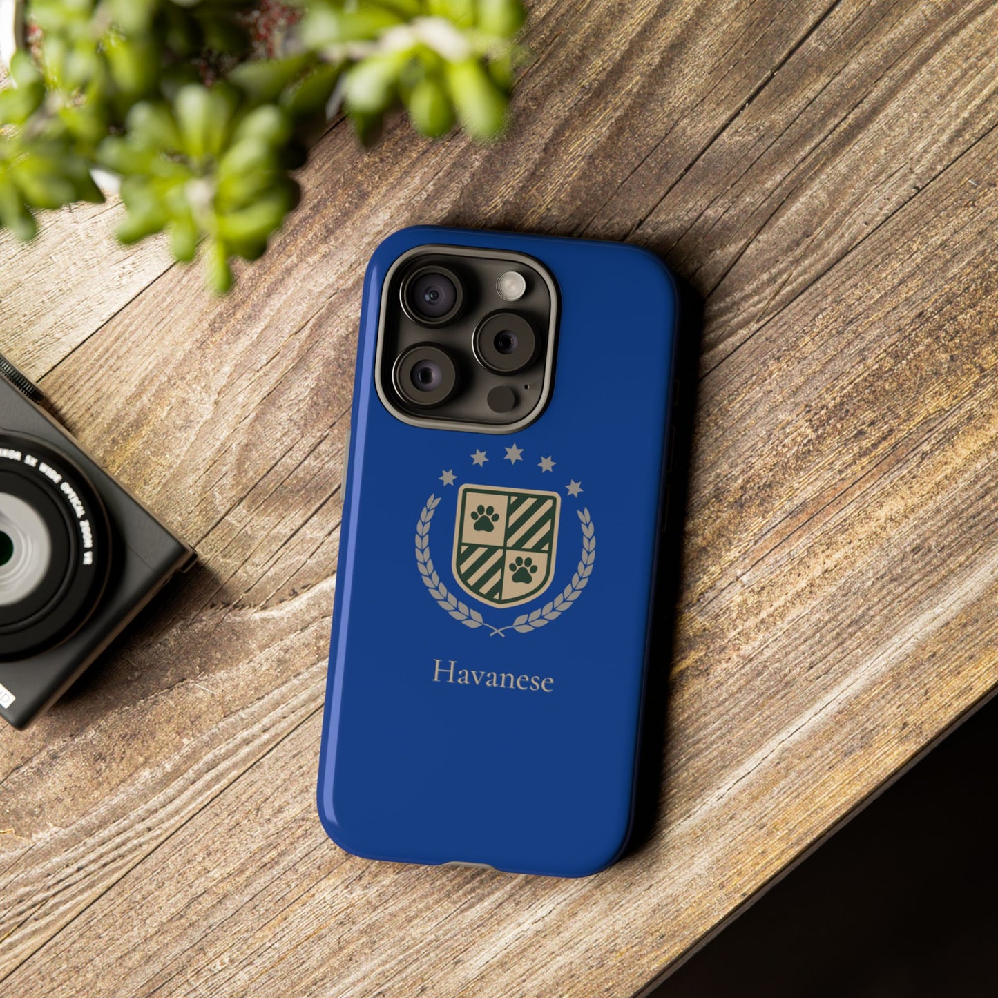 Havanese Crest Tough Phone Case — Durable Blue Protective Cover with Paw Print Shield
