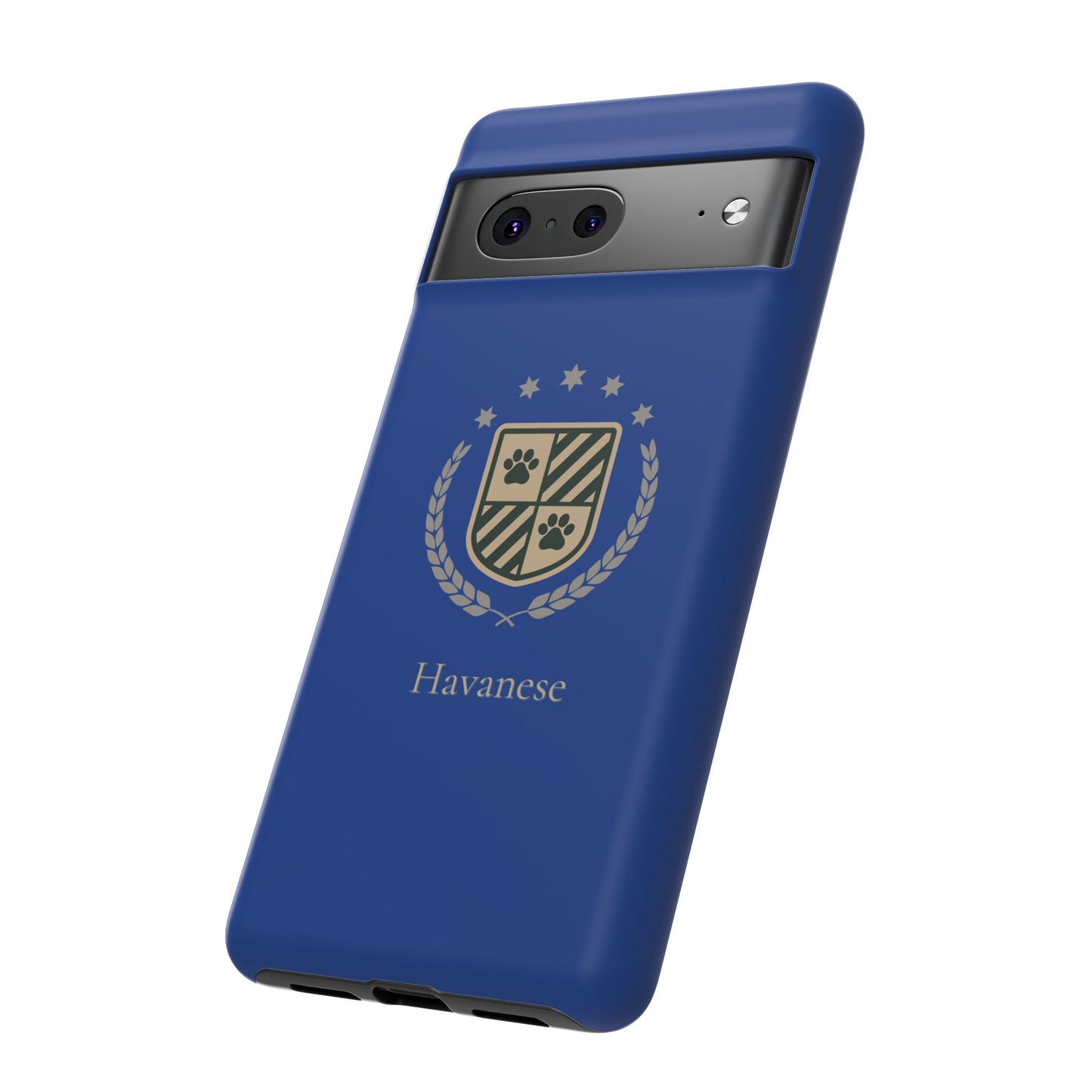 Havanese Crest Tough Phone Case — Durable Blue Protective Cover with Paw Print Shield