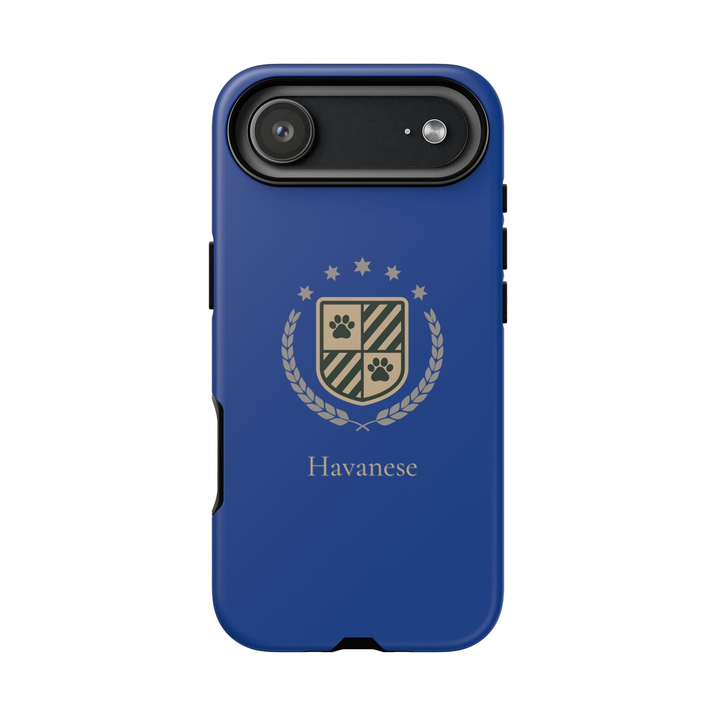 Havanese Crest Tough Phone Case — Durable Blue Protective Cover with Paw Print Shield
