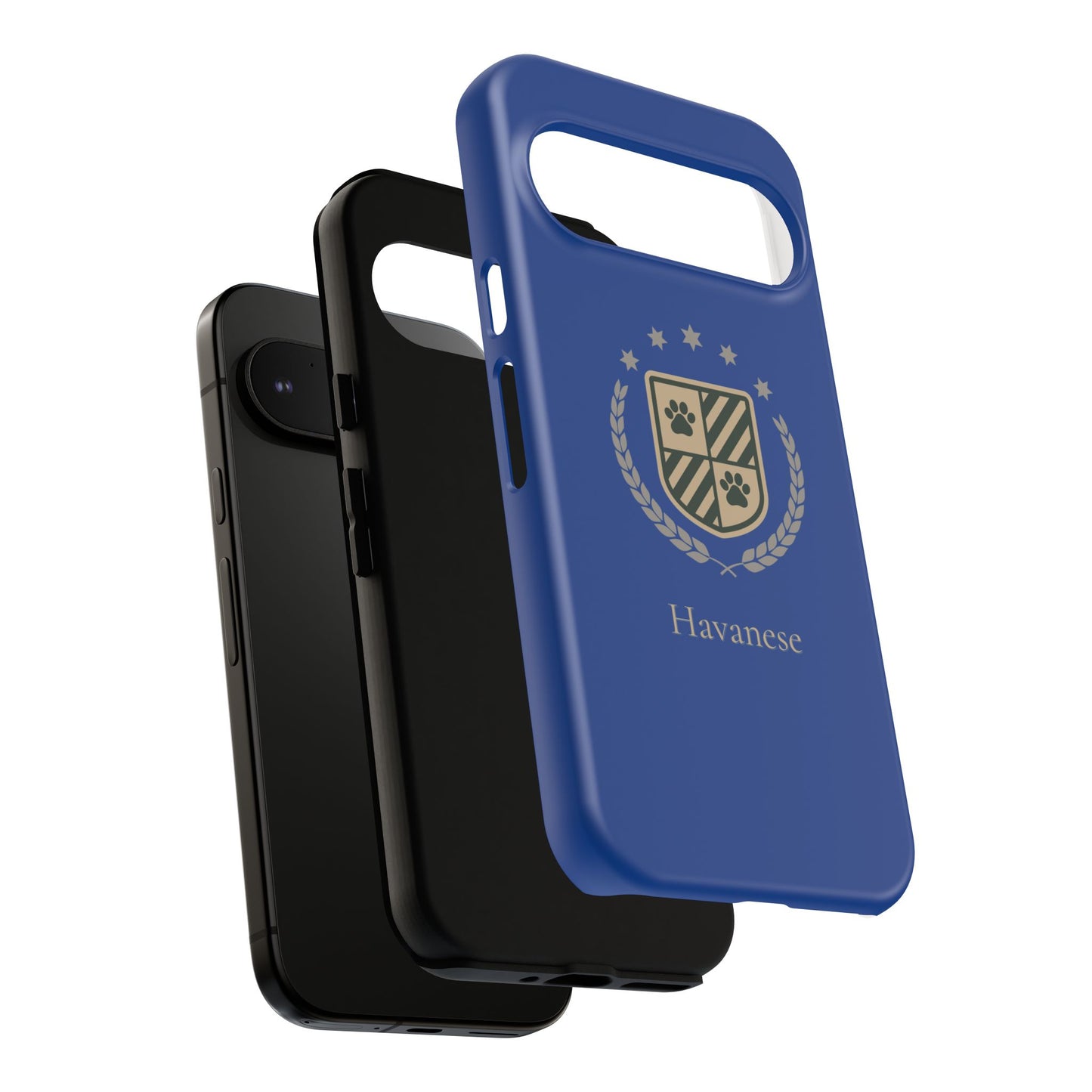 Havanese Crest Tough Phone Case — Durable Blue Protective Cover with Paw Print Shield
