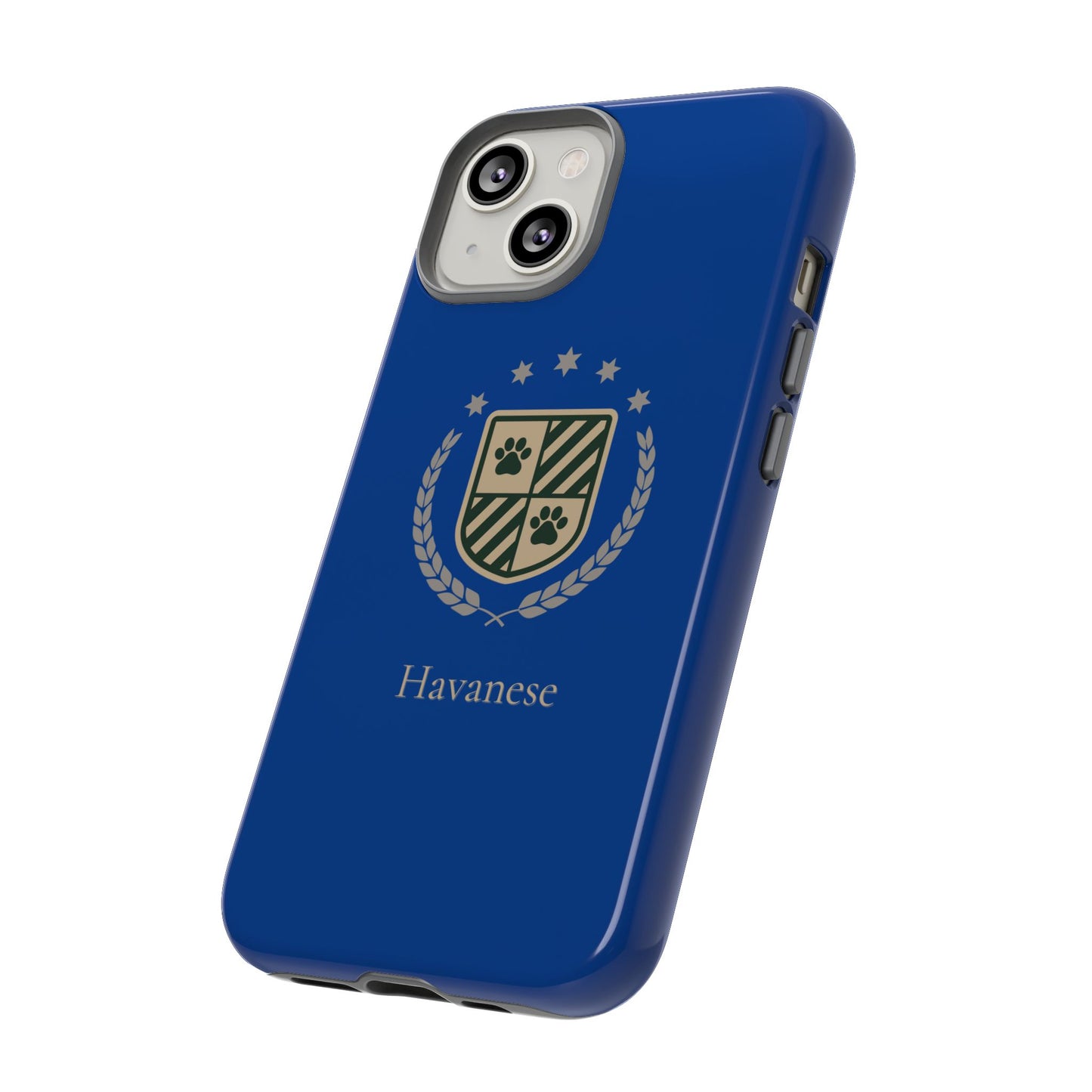 Havanese Crest Tough Phone Case — Durable Blue Protective Cover with Paw Print Shield