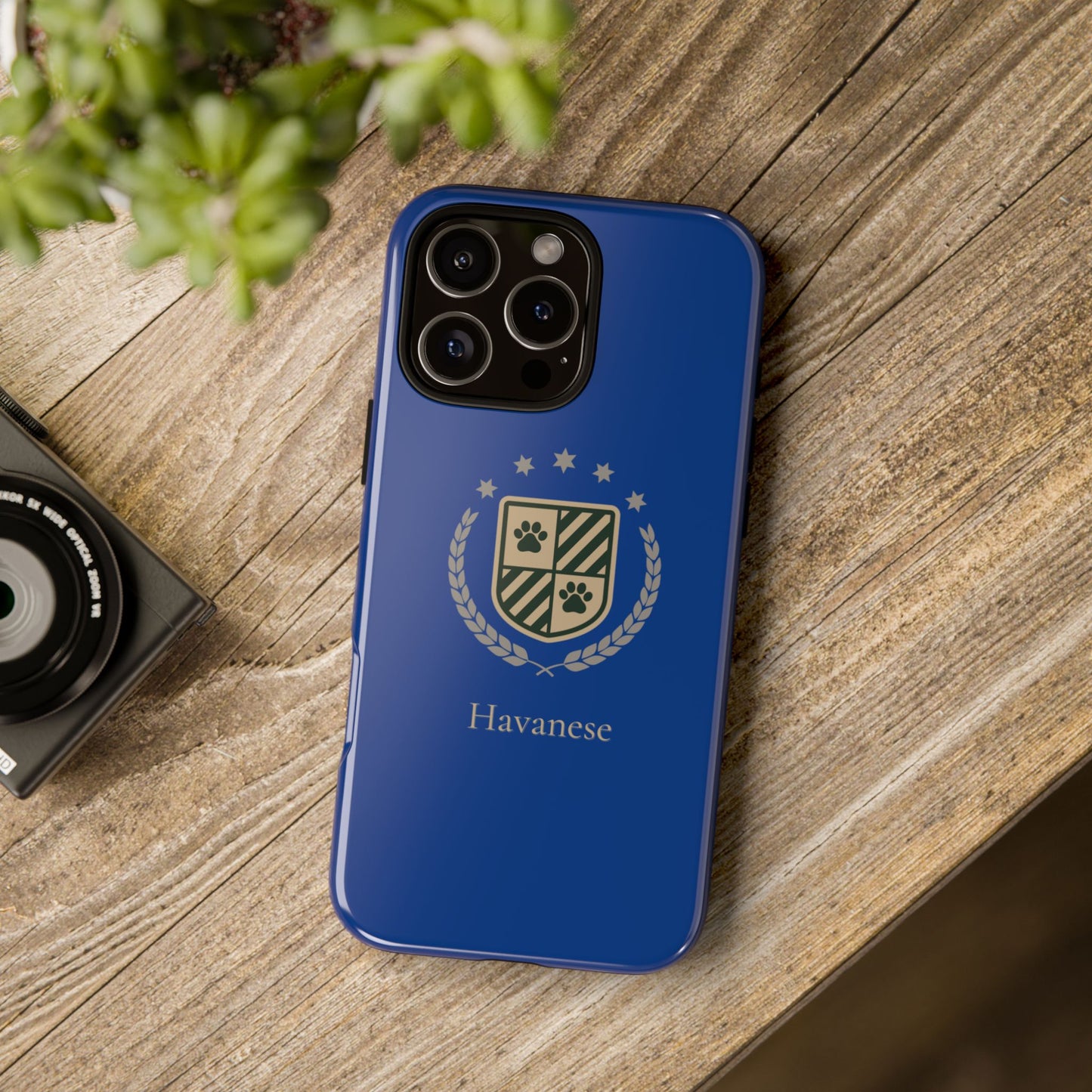 Havanese Crest Tough Phone Case — Durable Blue Protective Cover with Paw Print Shield