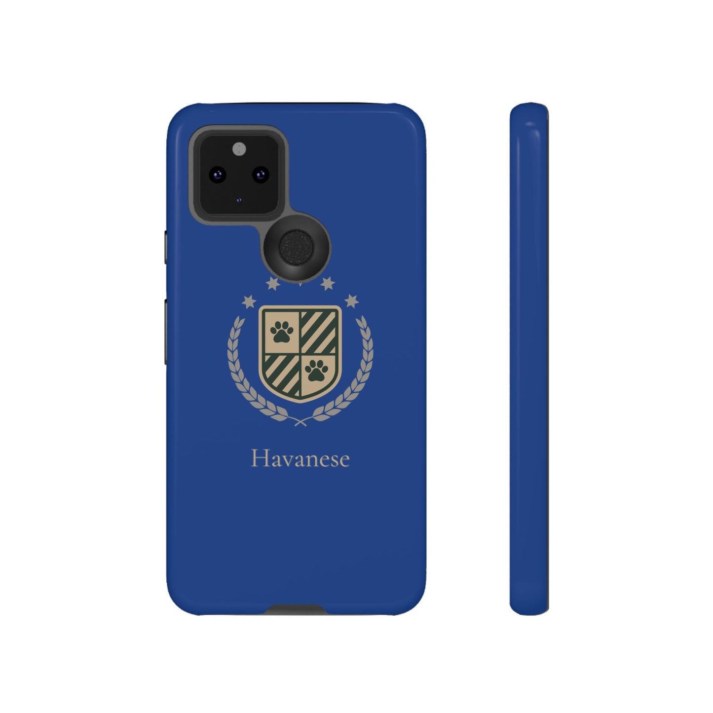 Havanese Crest Tough Phone Case — Durable Blue Protective Cover with Paw Print Shield