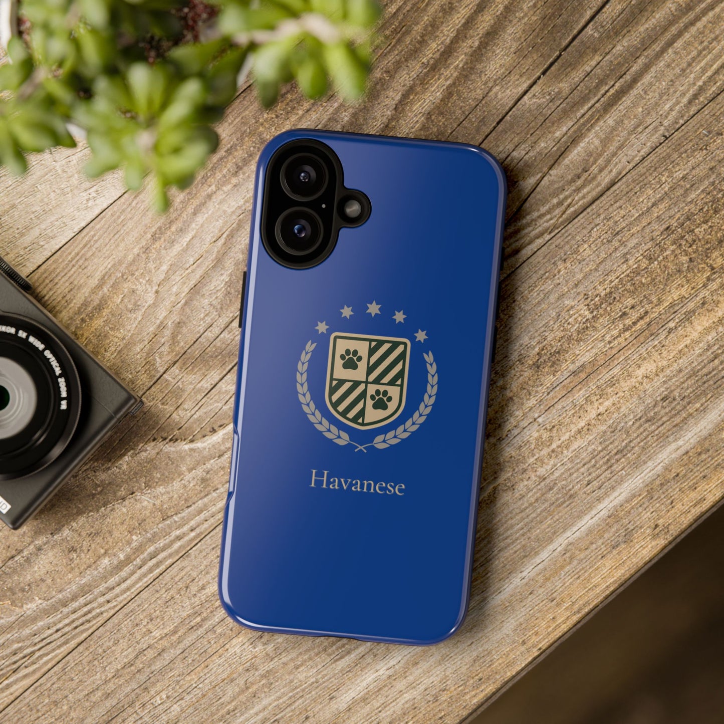 Havanese Crest Tough Phone Case — Durable Blue Protective Cover with Paw Print Shield