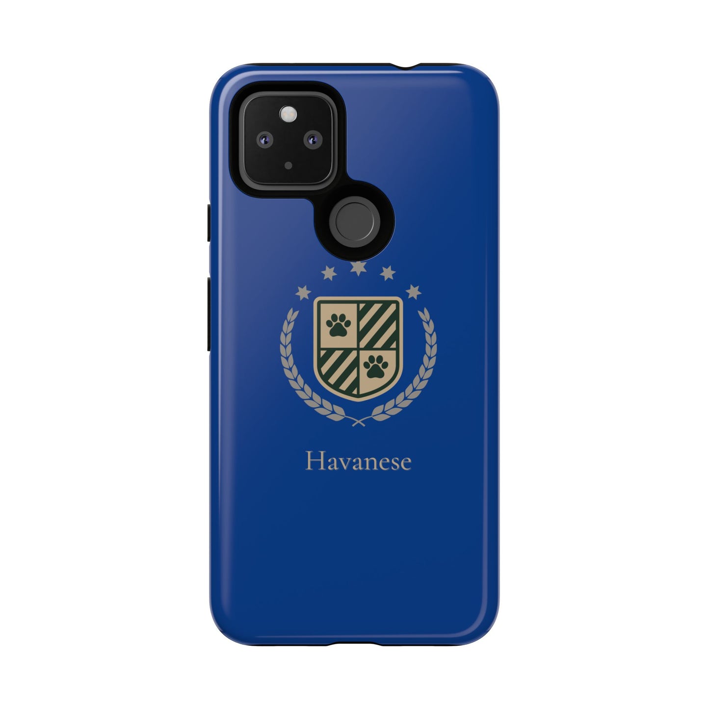 Havanese Crest Tough Phone Case — Durable Blue Protective Cover with Paw Print Shield