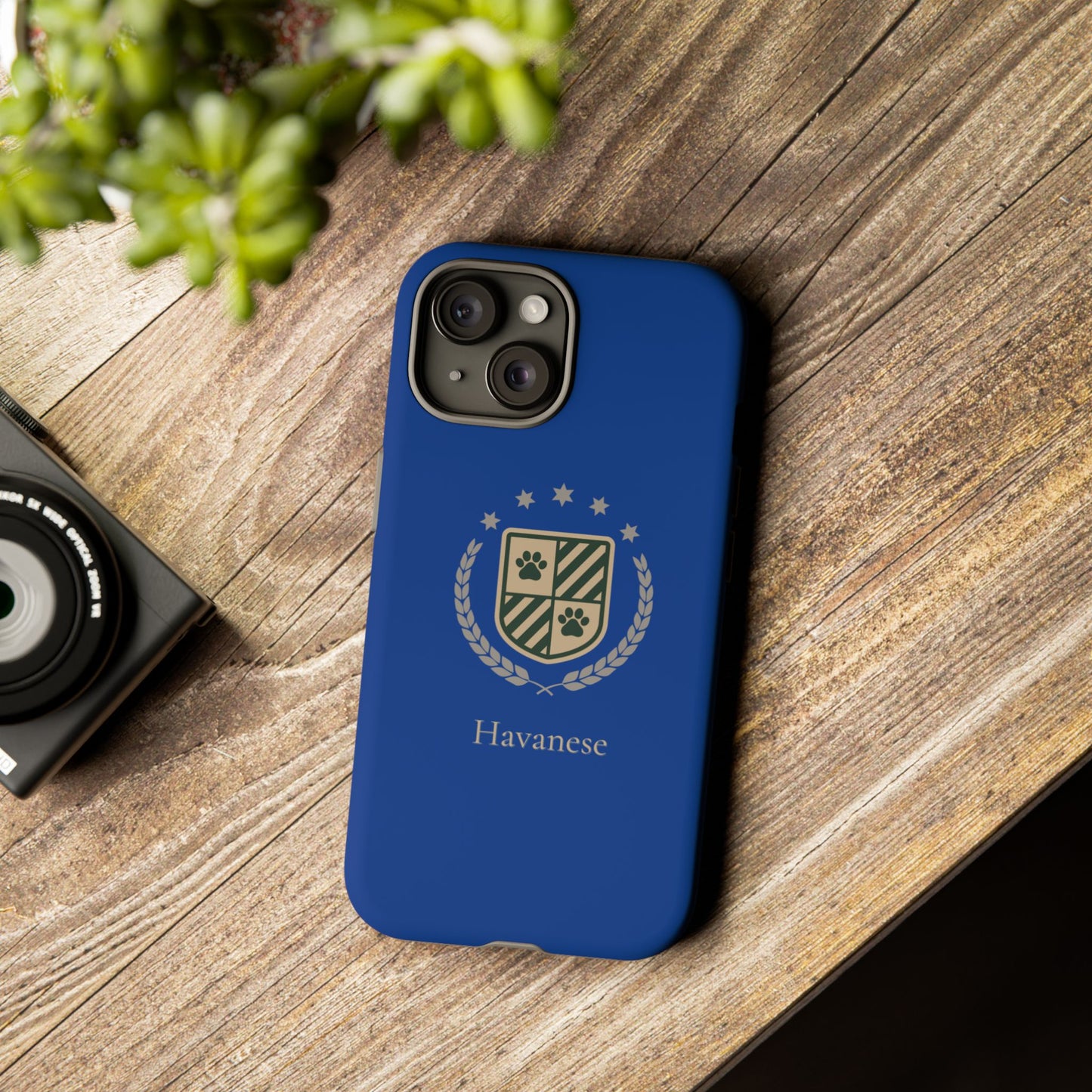 Havanese Crest Tough Phone Case — Durable Blue Protective Cover with Paw Print Shield