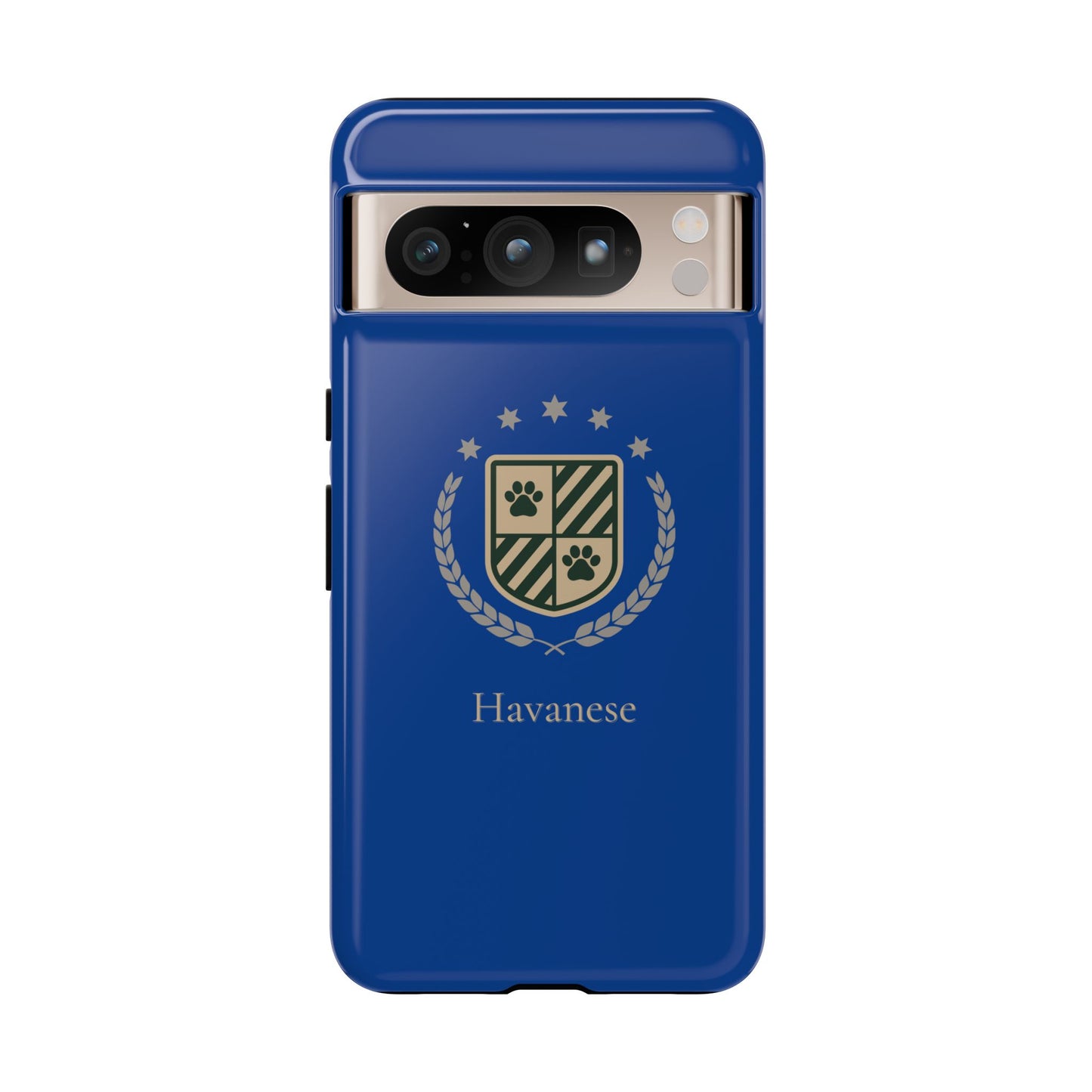Havanese Crest Tough Phone Case — Durable Blue Protective Cover with Paw Print Shield