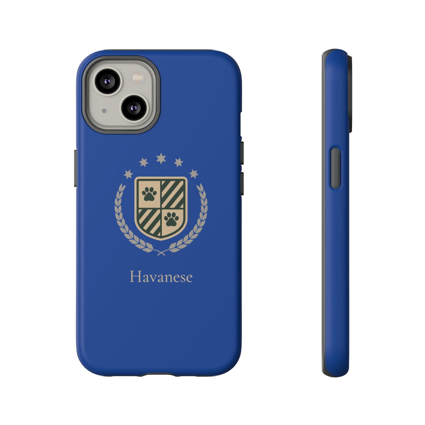 Havanese Crest Tough Phone Case — Durable Blue Protective Cover with Paw Print Shield