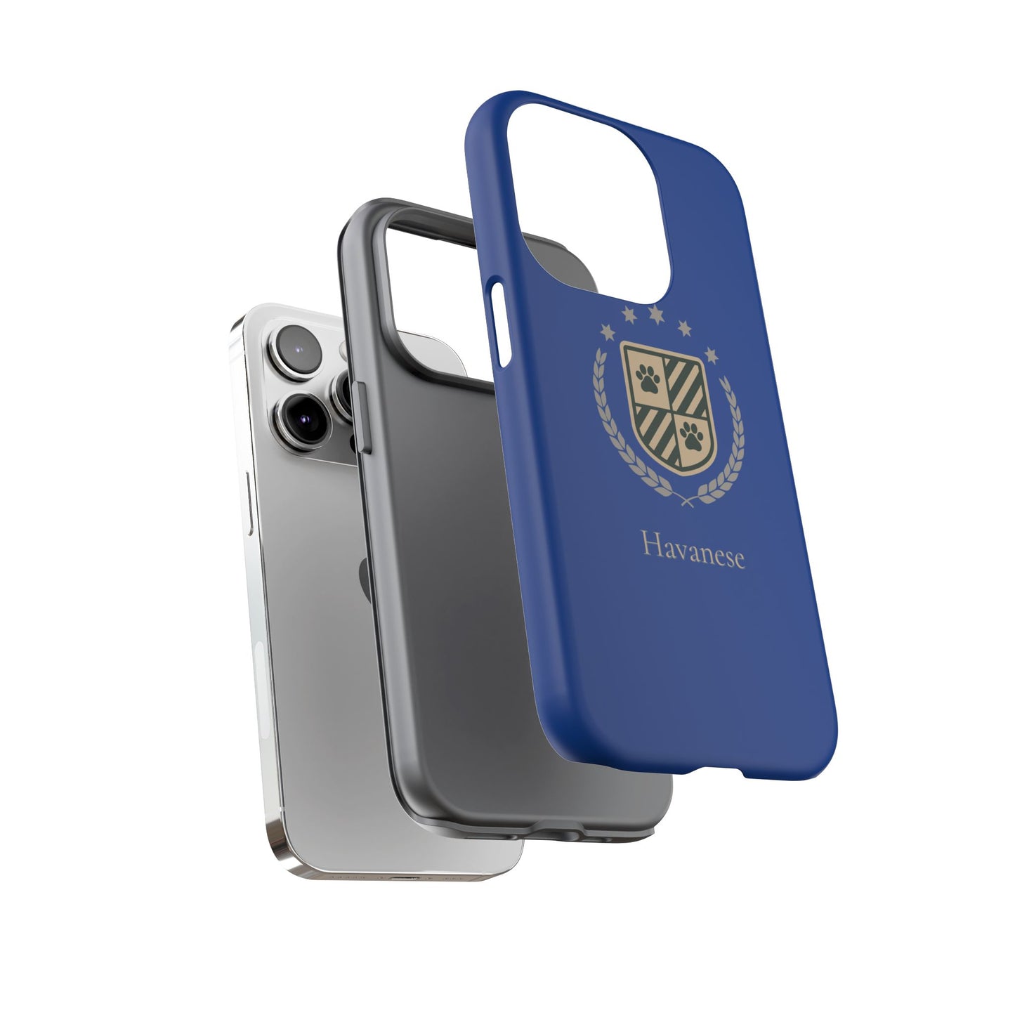 Havanese Crest Tough Phone Case — Durable Blue Protective Cover with Paw Print Shield