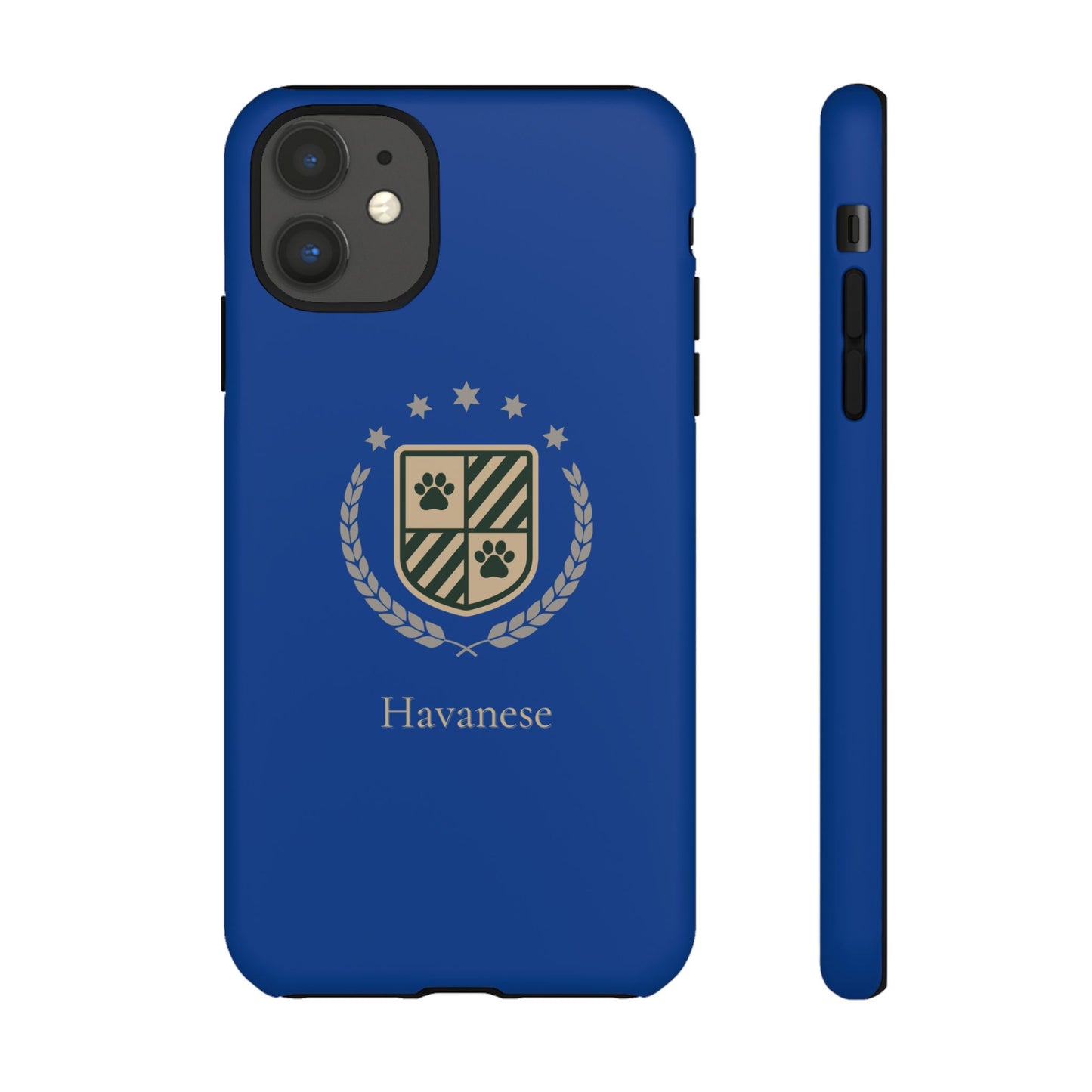 Havanese Crest Tough Phone Case — Durable Blue Protective Cover with Paw Print Shield