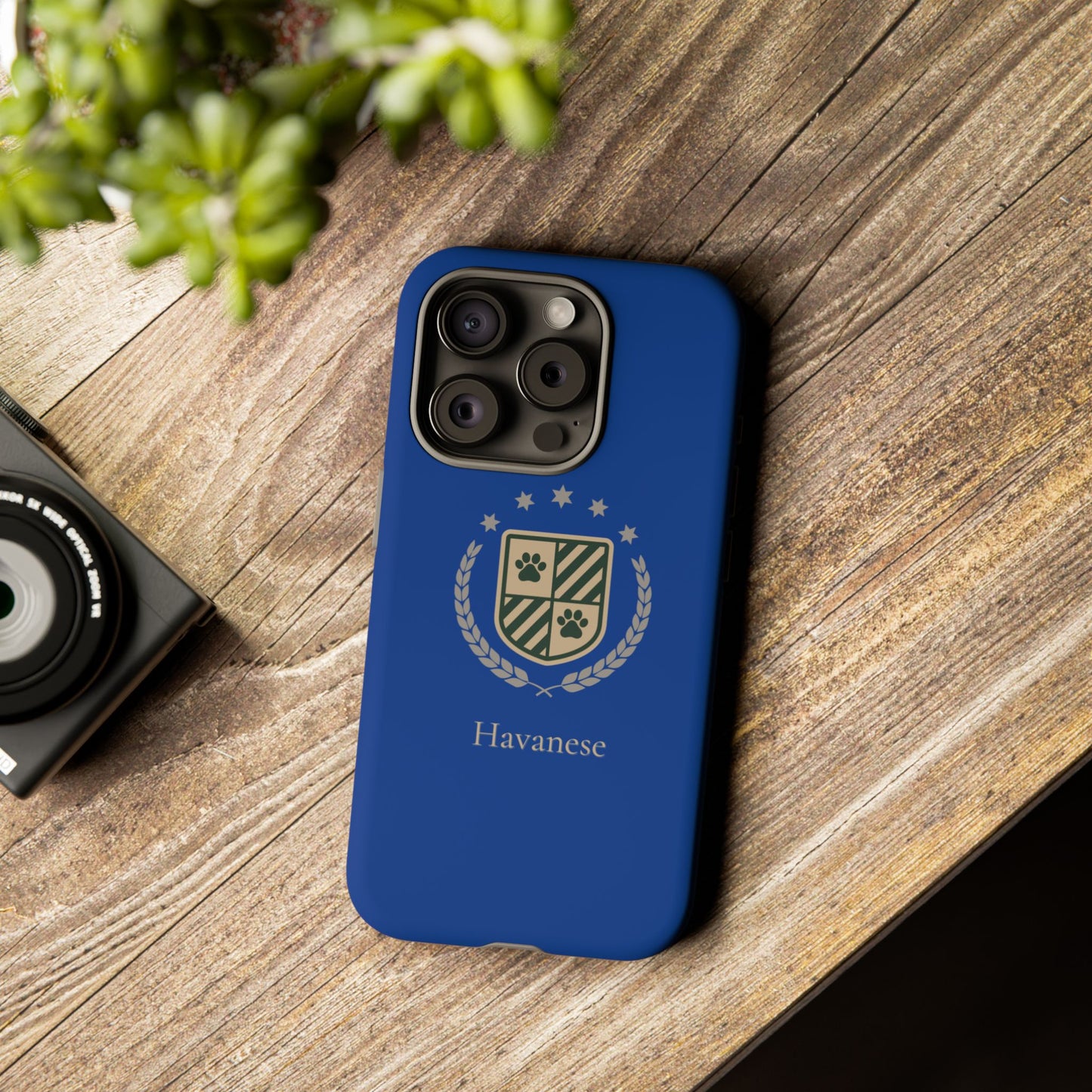 Havanese Crest Tough Phone Case — Durable Blue Protective Cover with Paw Print Shield