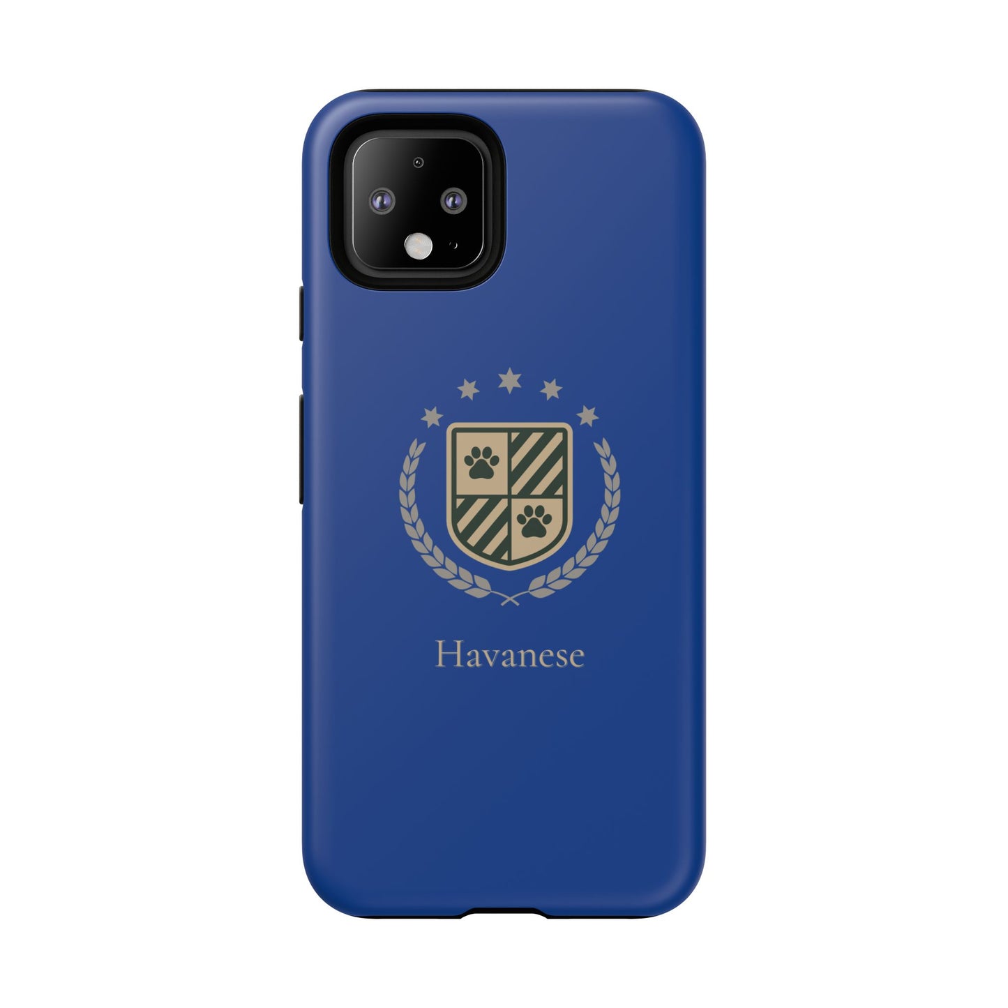Havanese Crest Tough Phone Case — Durable Blue Protective Cover with Paw Print Shield