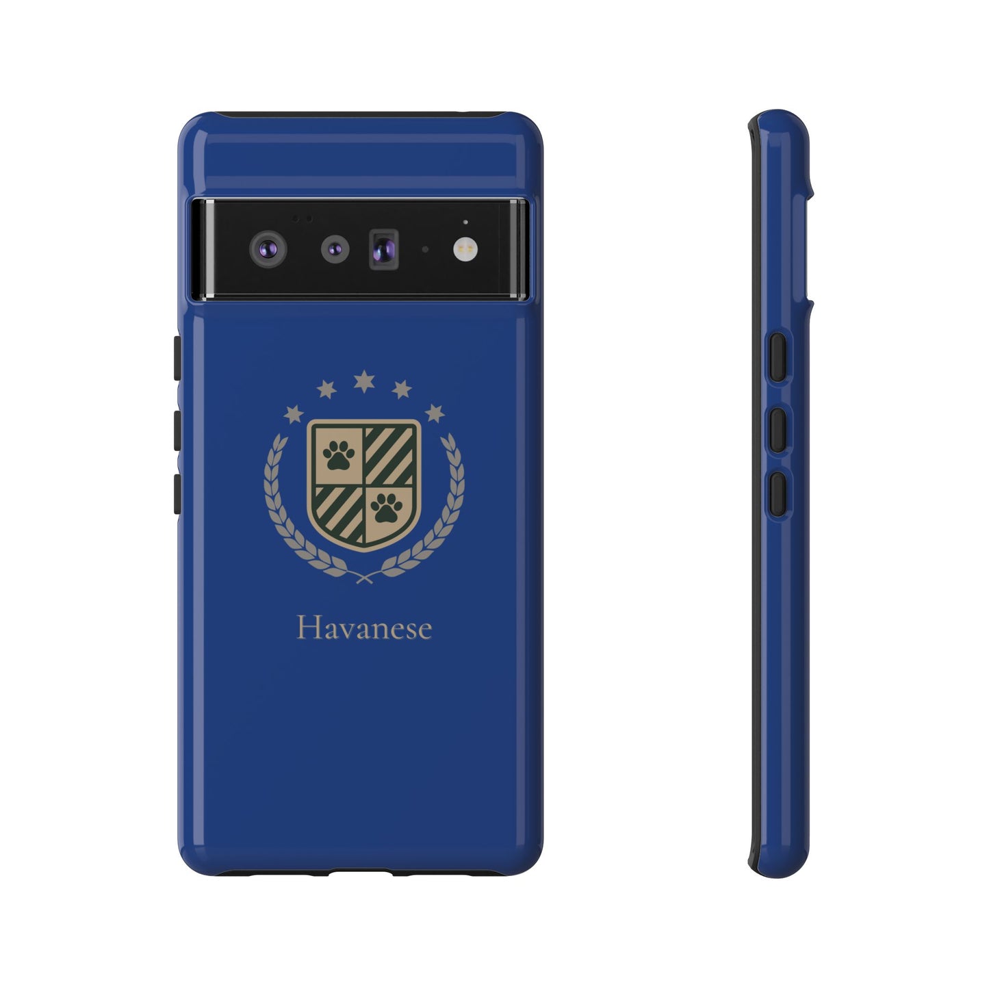 Havanese Crest Tough Phone Case — Durable Blue Protective Cover with Paw Print Shield
