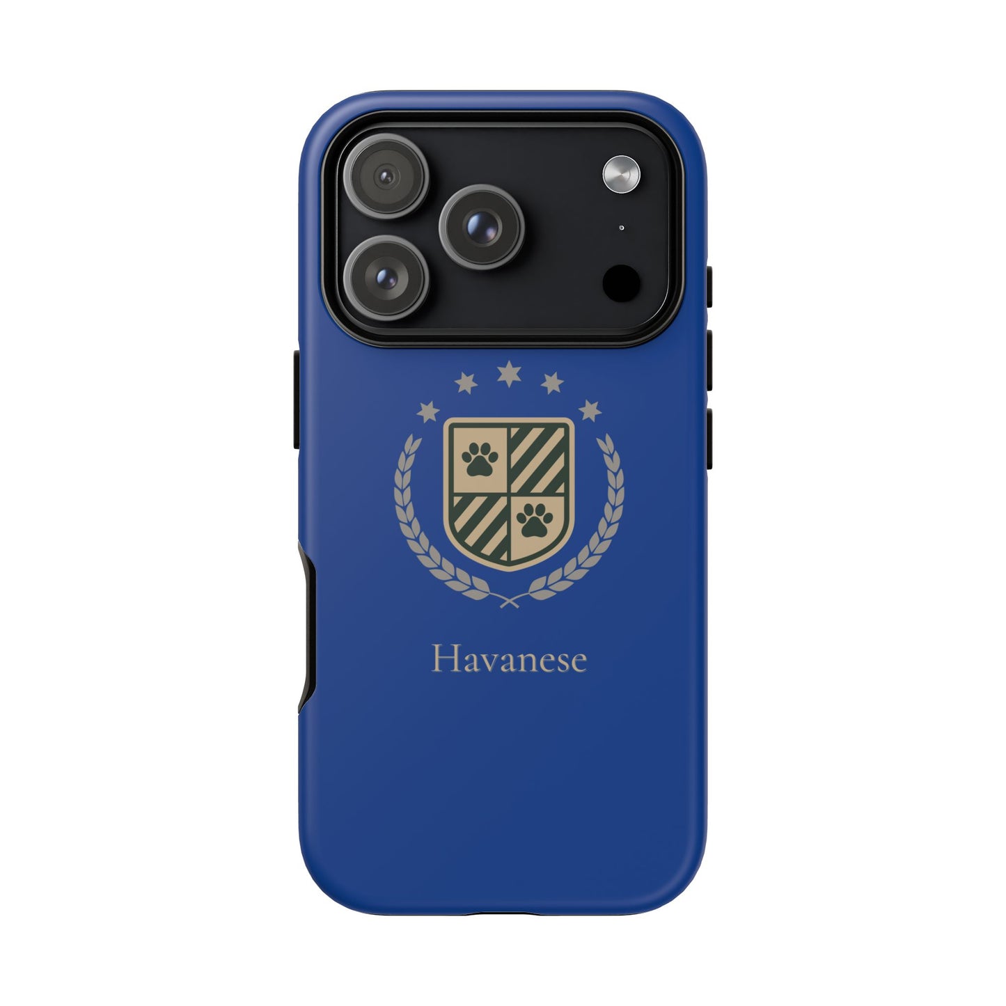 Havanese Crest Tough Phone Case — Durable Blue Protective Cover with Paw Print Shield