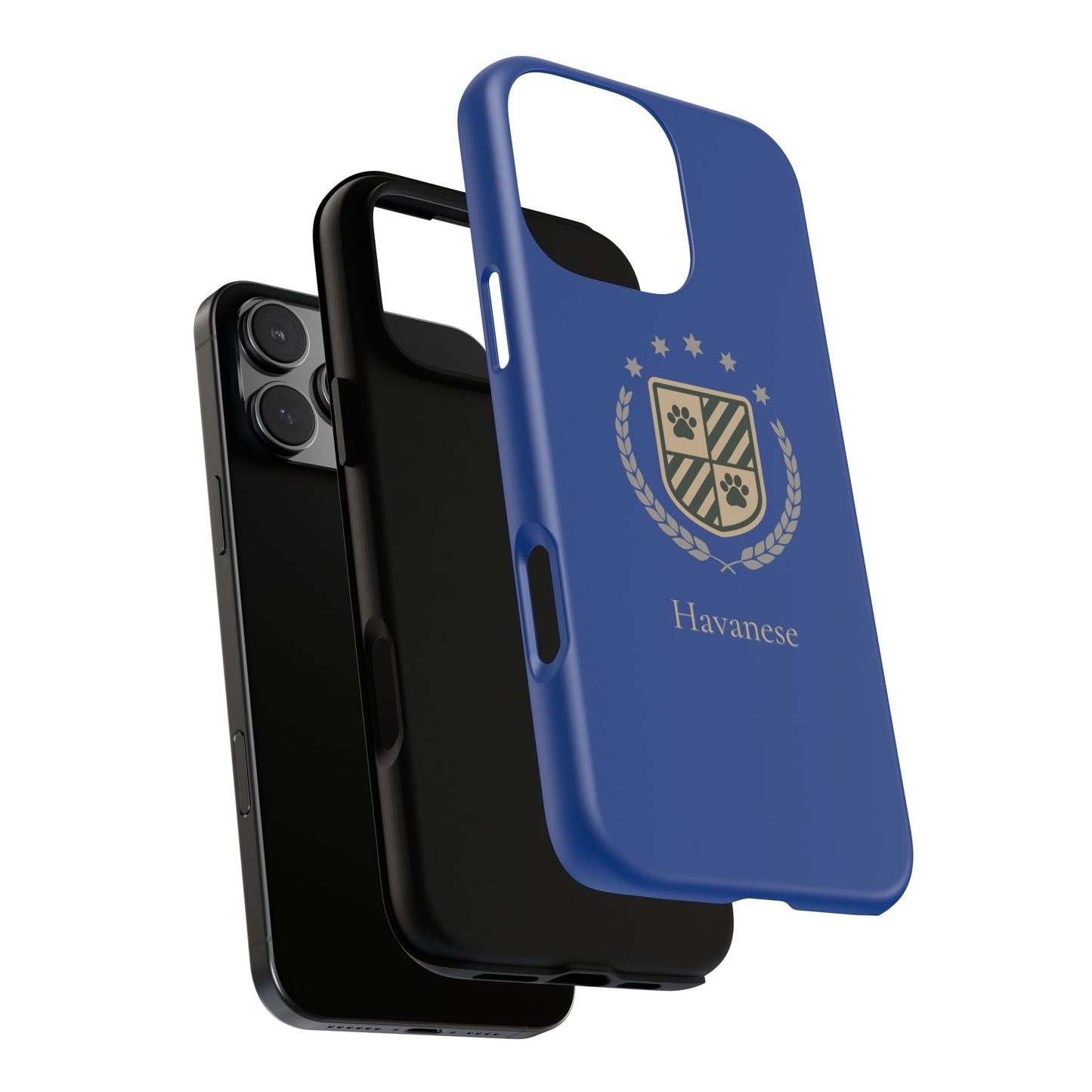 Havanese Crest Tough Phone Case — Durable Blue Protective Cover with Paw Print Shield