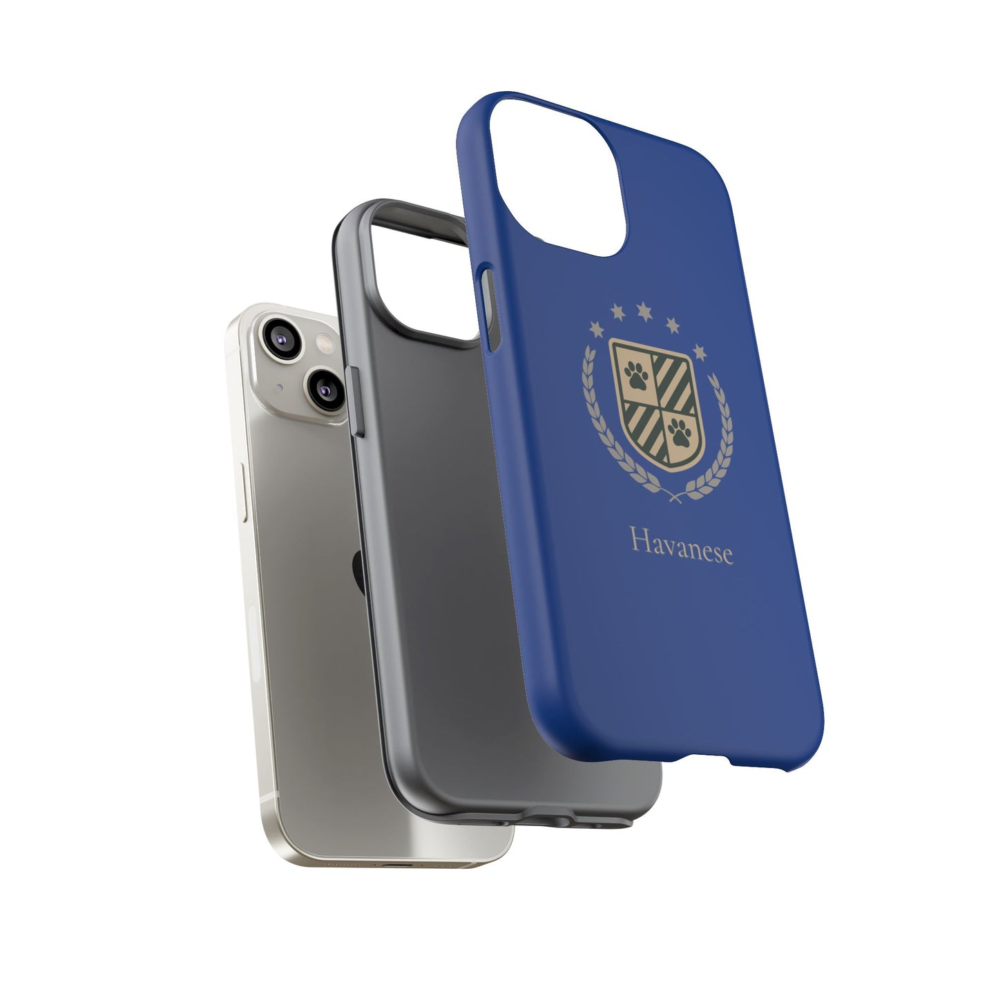 Havanese Crest Tough Phone Case — Durable Blue Protective Cover with Paw Print Shield