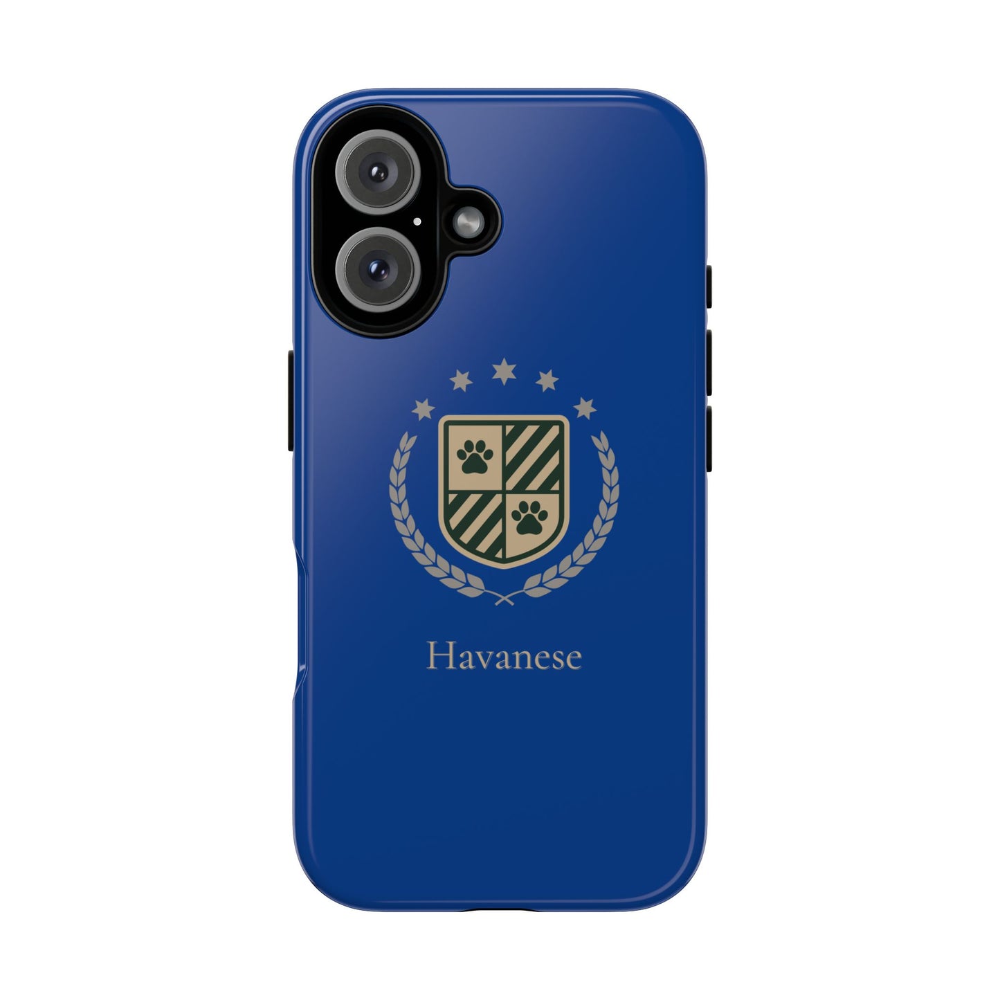 Havanese Crest Tough Phone Case — Durable Blue Protective Cover with Paw Print Shield