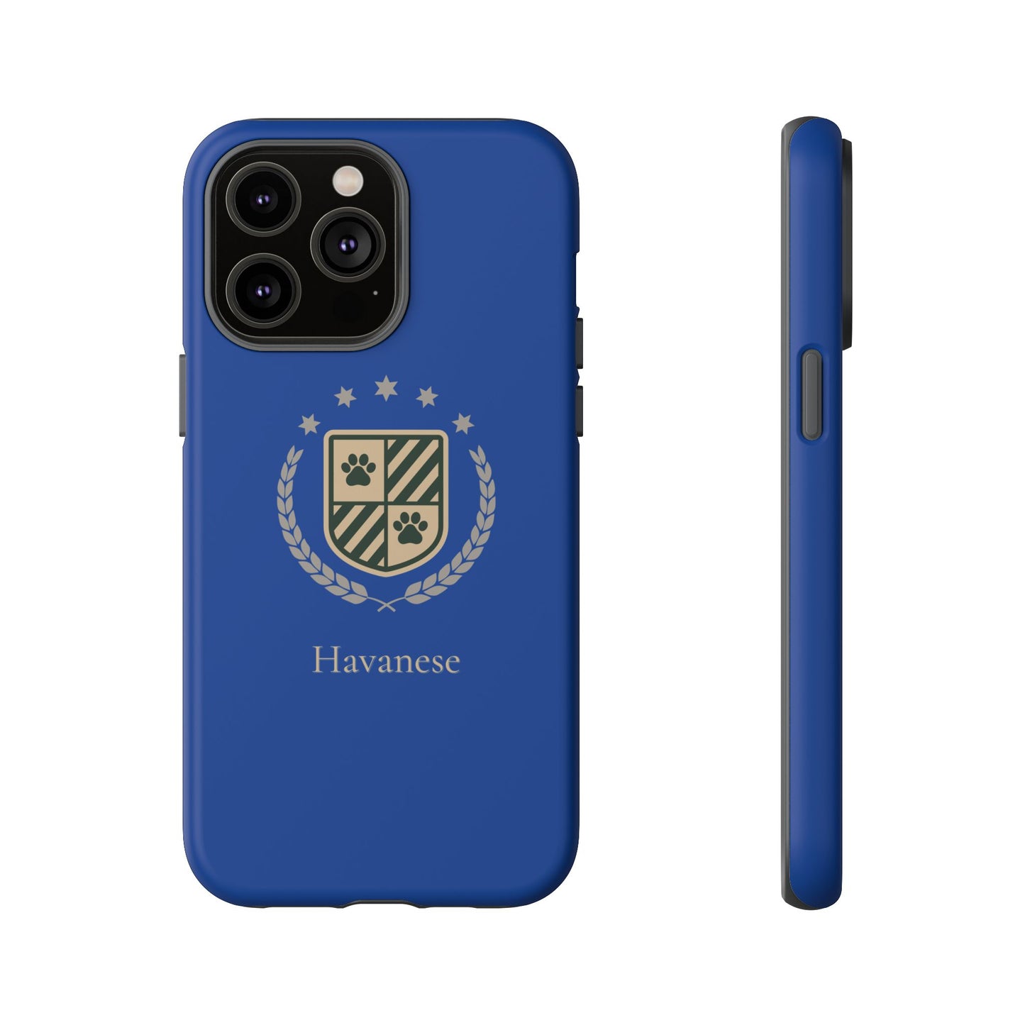 Havanese Crest Tough Phone Case — Durable Blue Protective Cover with Paw Print Shield