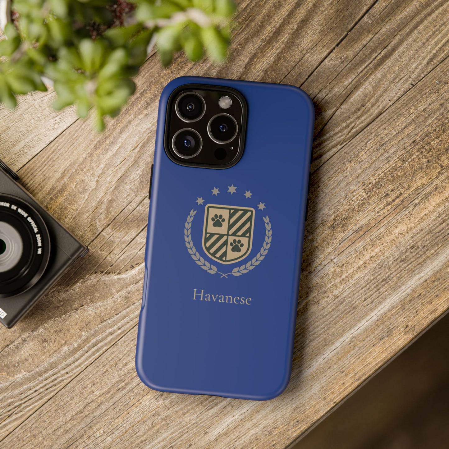 Havanese Crest Tough Phone Case — Durable Blue Protective Cover with Paw Print Shield