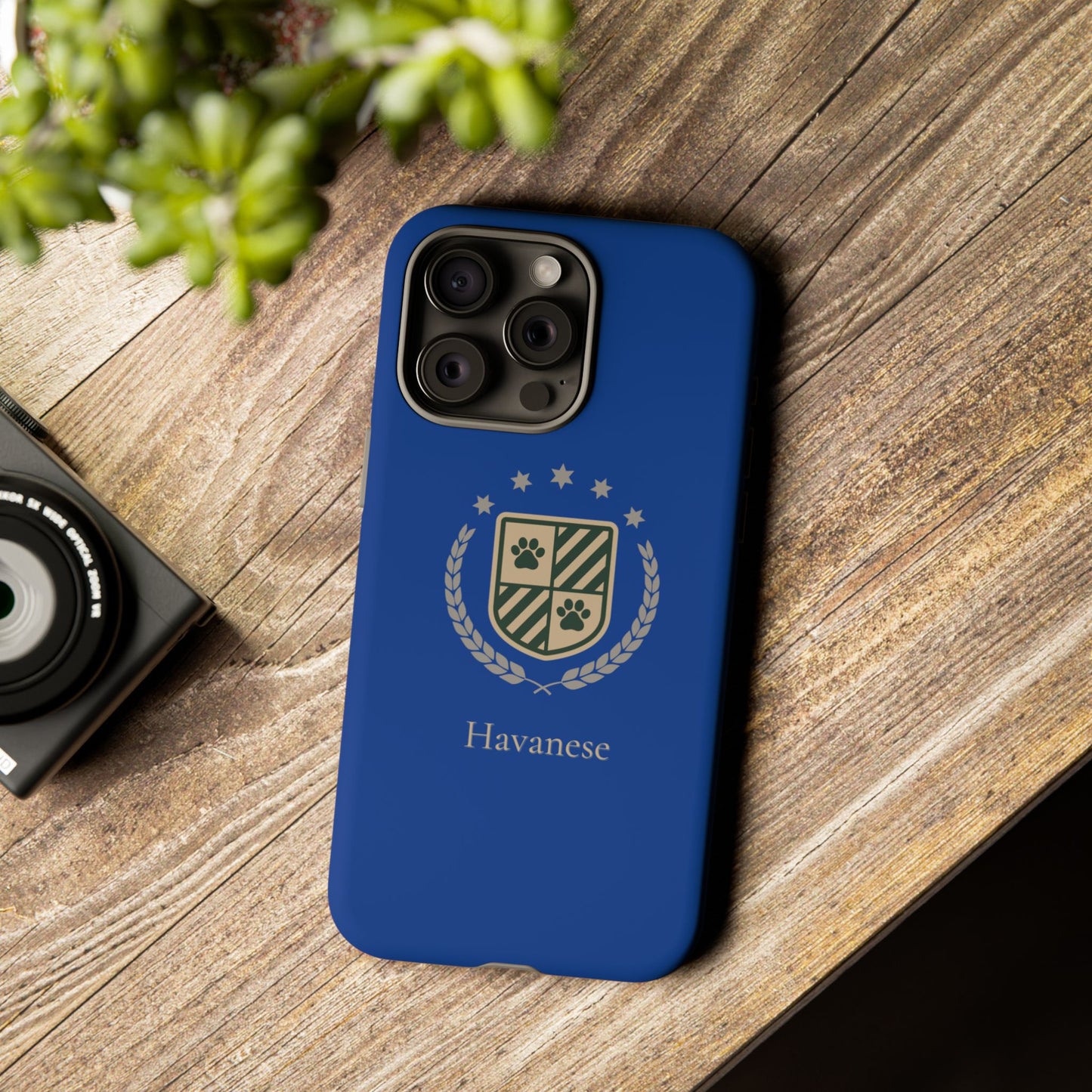 Havanese Crest Tough Phone Case — Durable Blue Protective Cover with Paw Print Shield